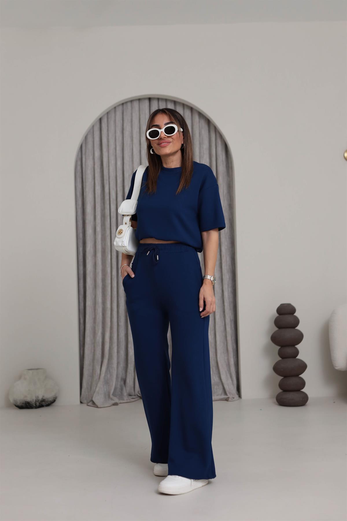 Bisiklet Yaka Modal Kumaş Rahat Takım LACİVERT