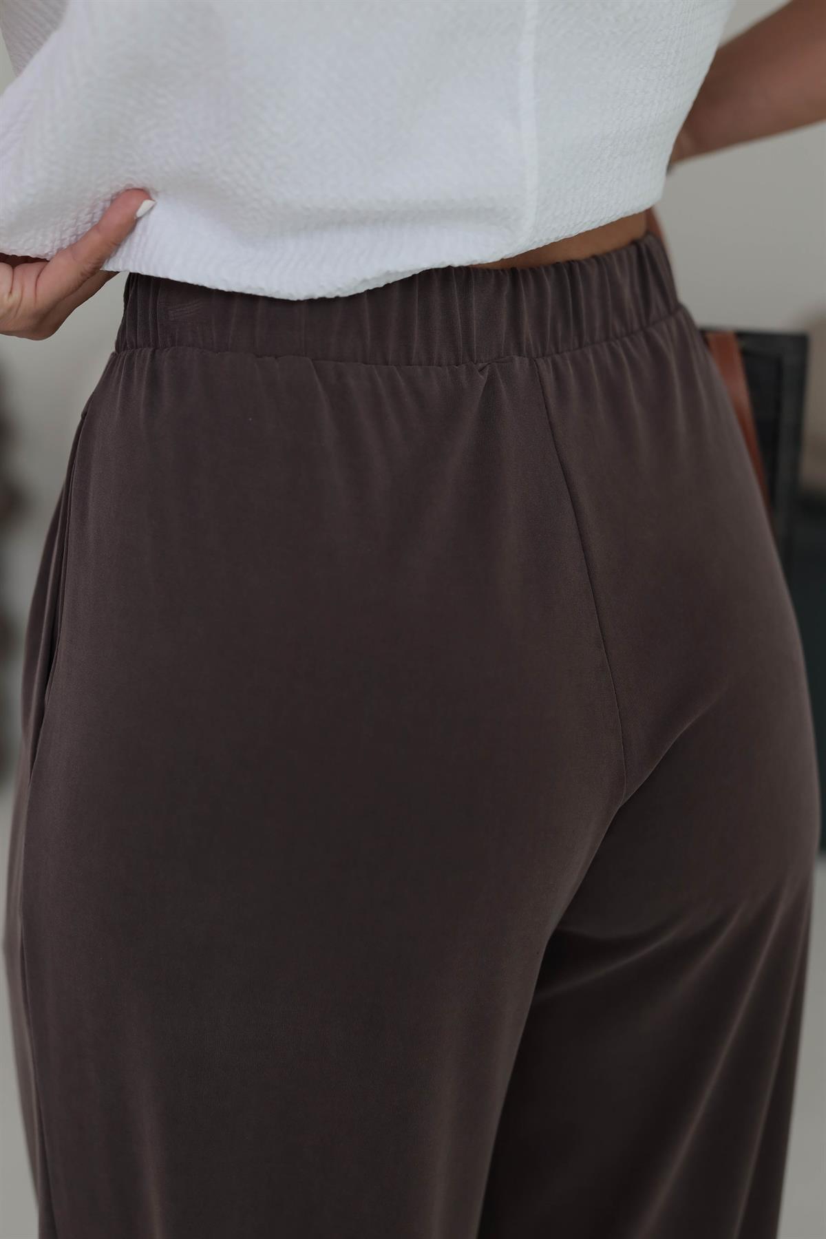 008 Oys Şalvar Modal Pantolon KAHVE