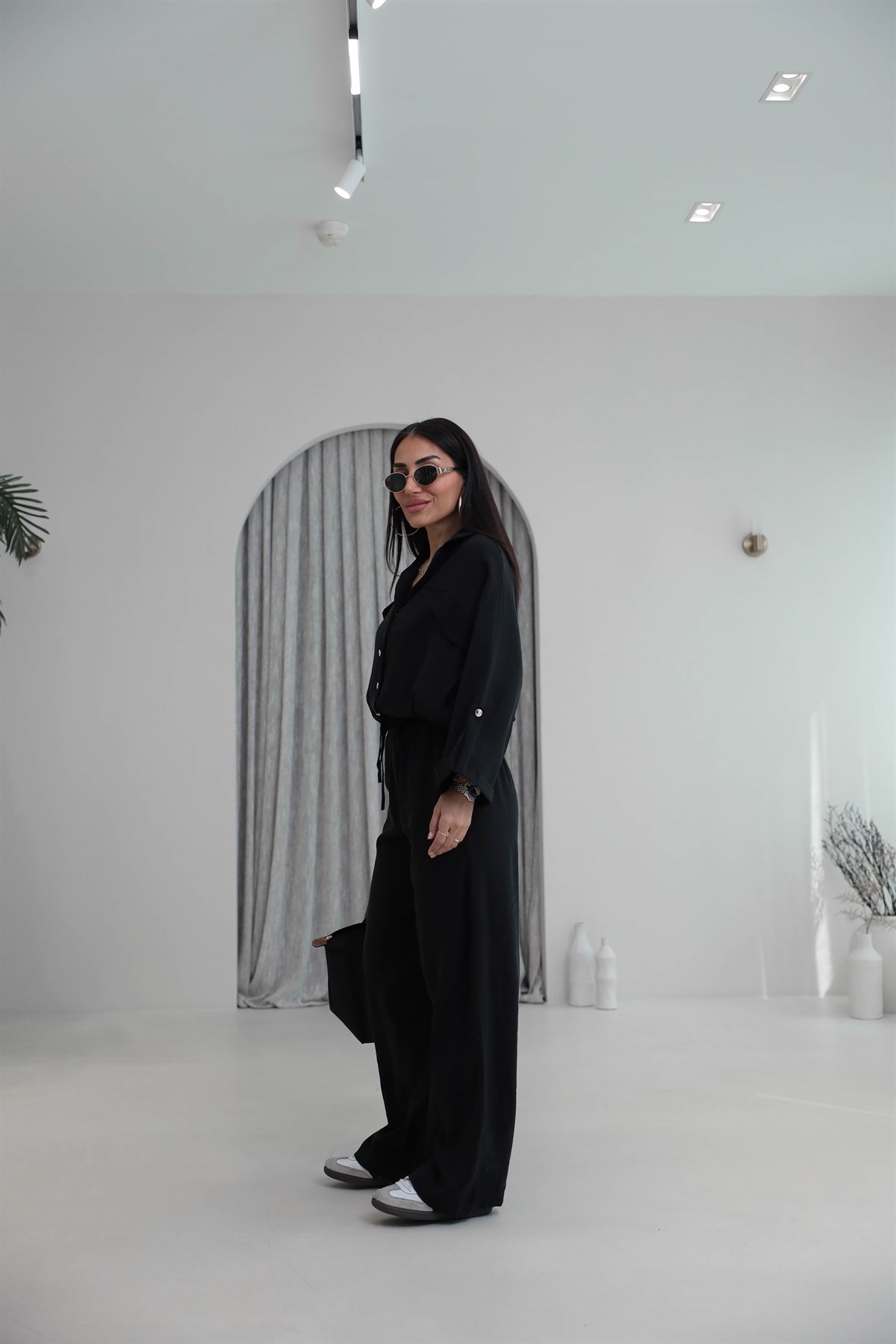 7121 Gold Düğmeli Tencel Kumaş Takım SİYAH