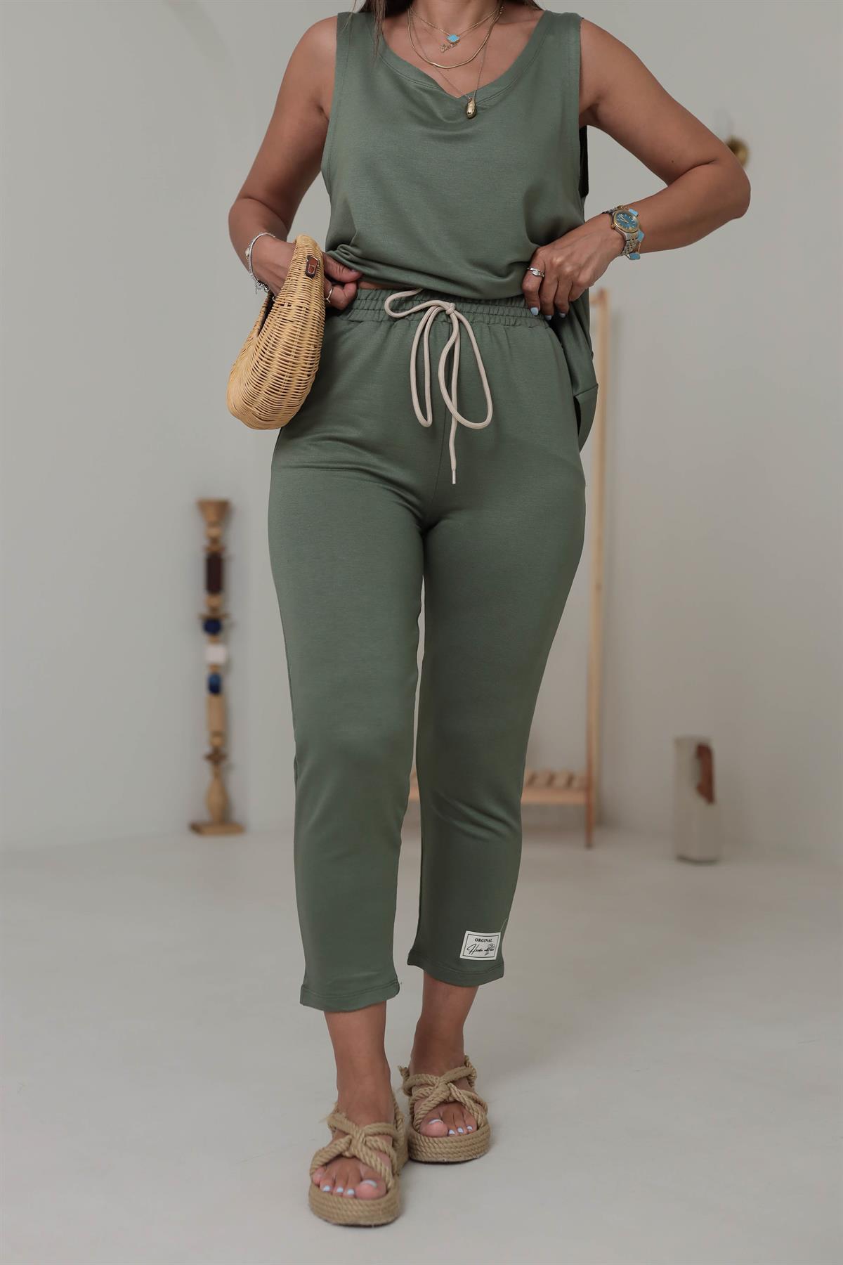 3191 Sıfır Kol Armalı Rahat Takım HAKİ YEŞİL