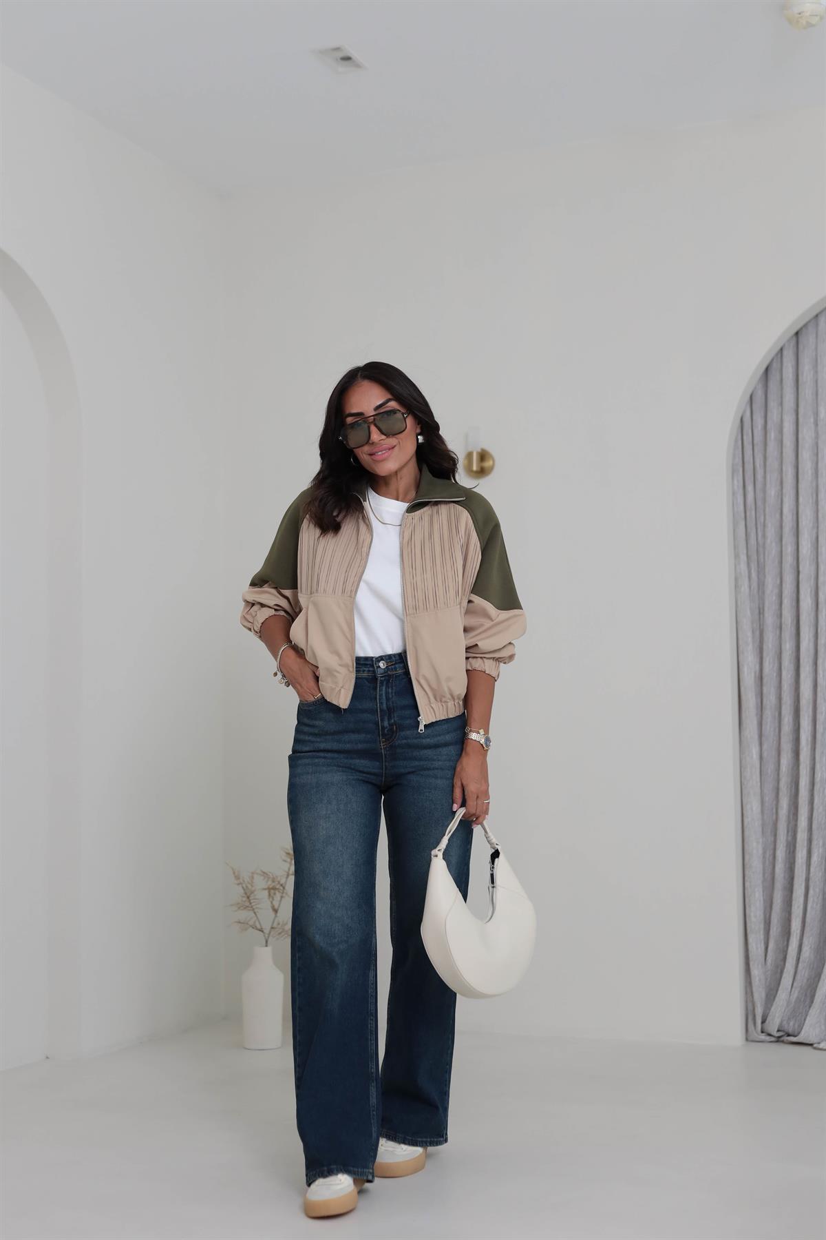 1071 Yüksek Bel Dökümlü Palazzo Jean KOYU TİNTLİ