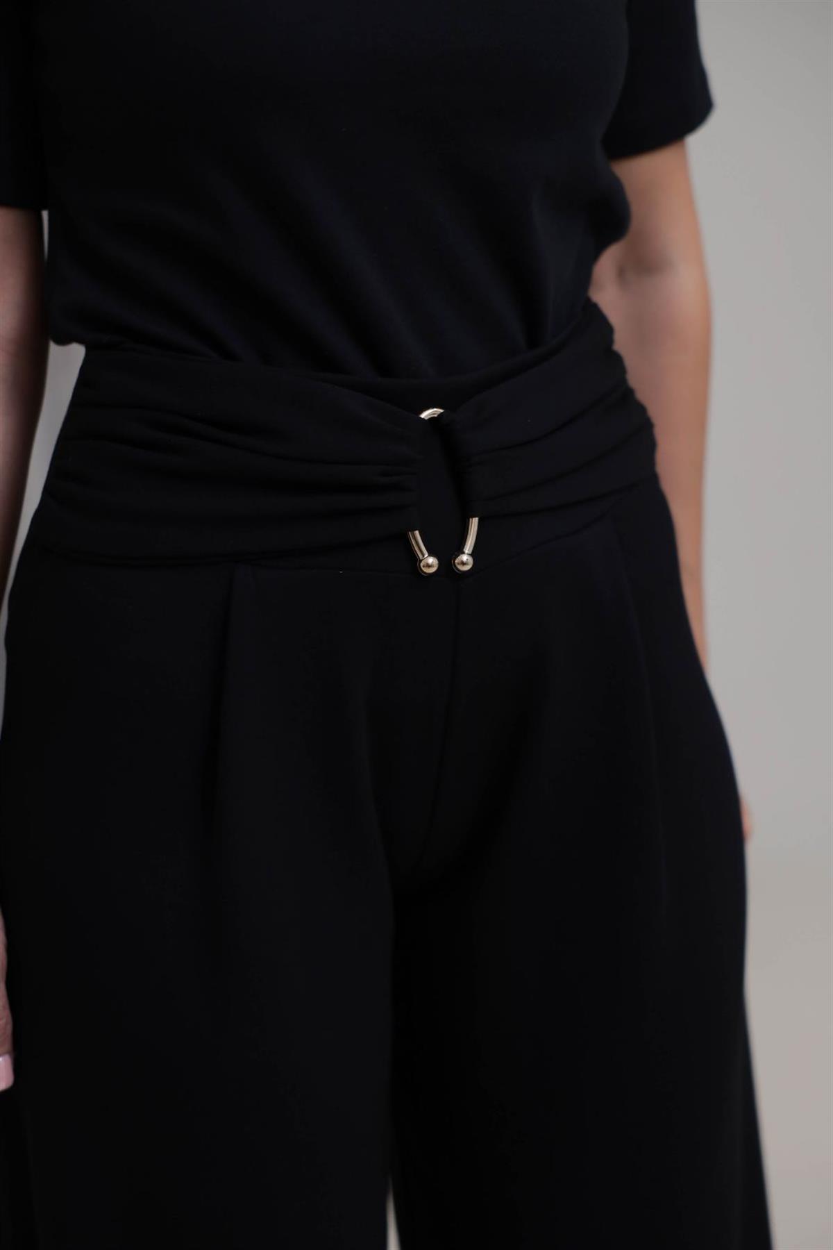 9888 Toka Detay Modal Pantolon SİYAH