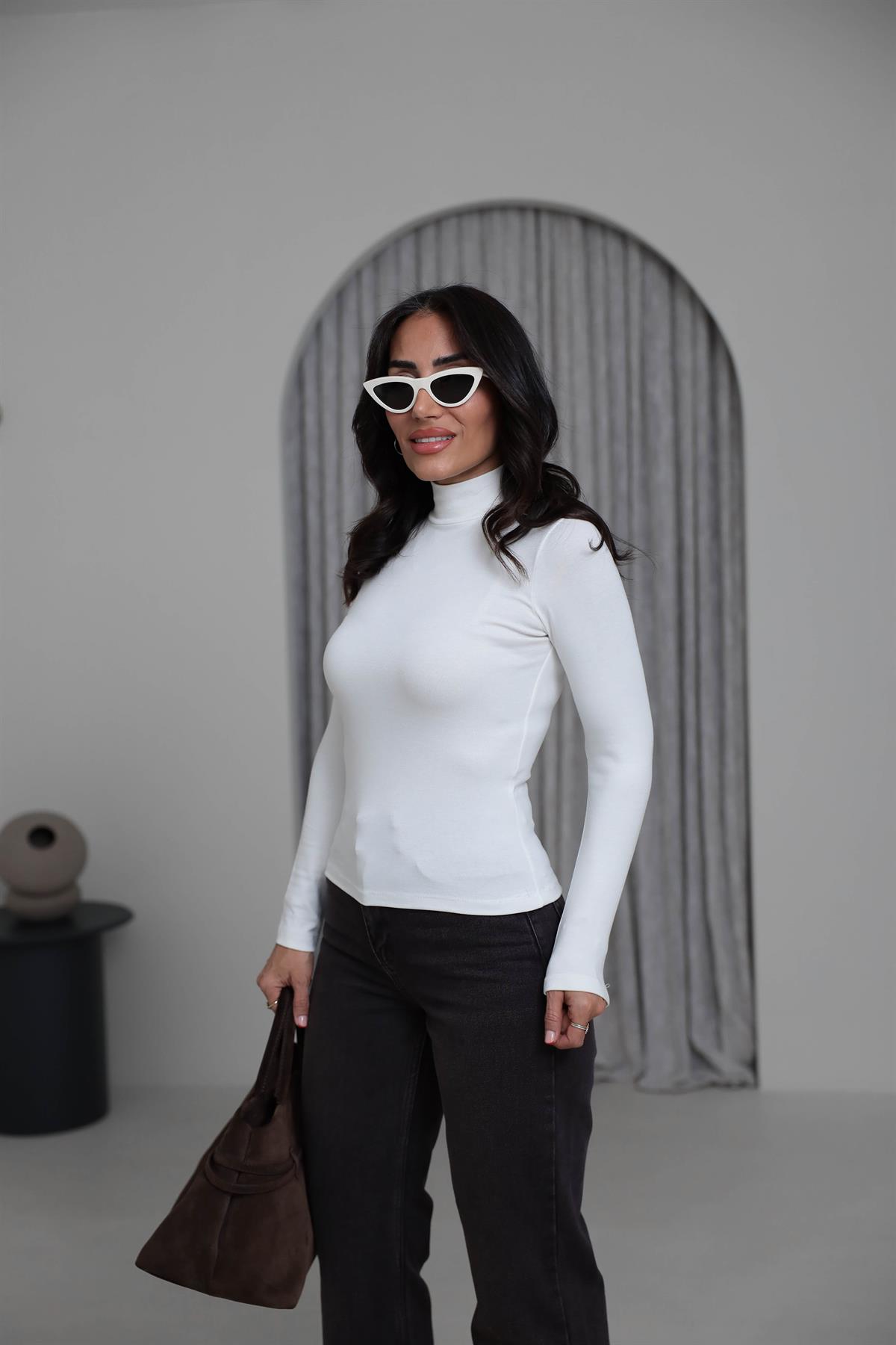 140 Balıkçı Yaka Body EKRU