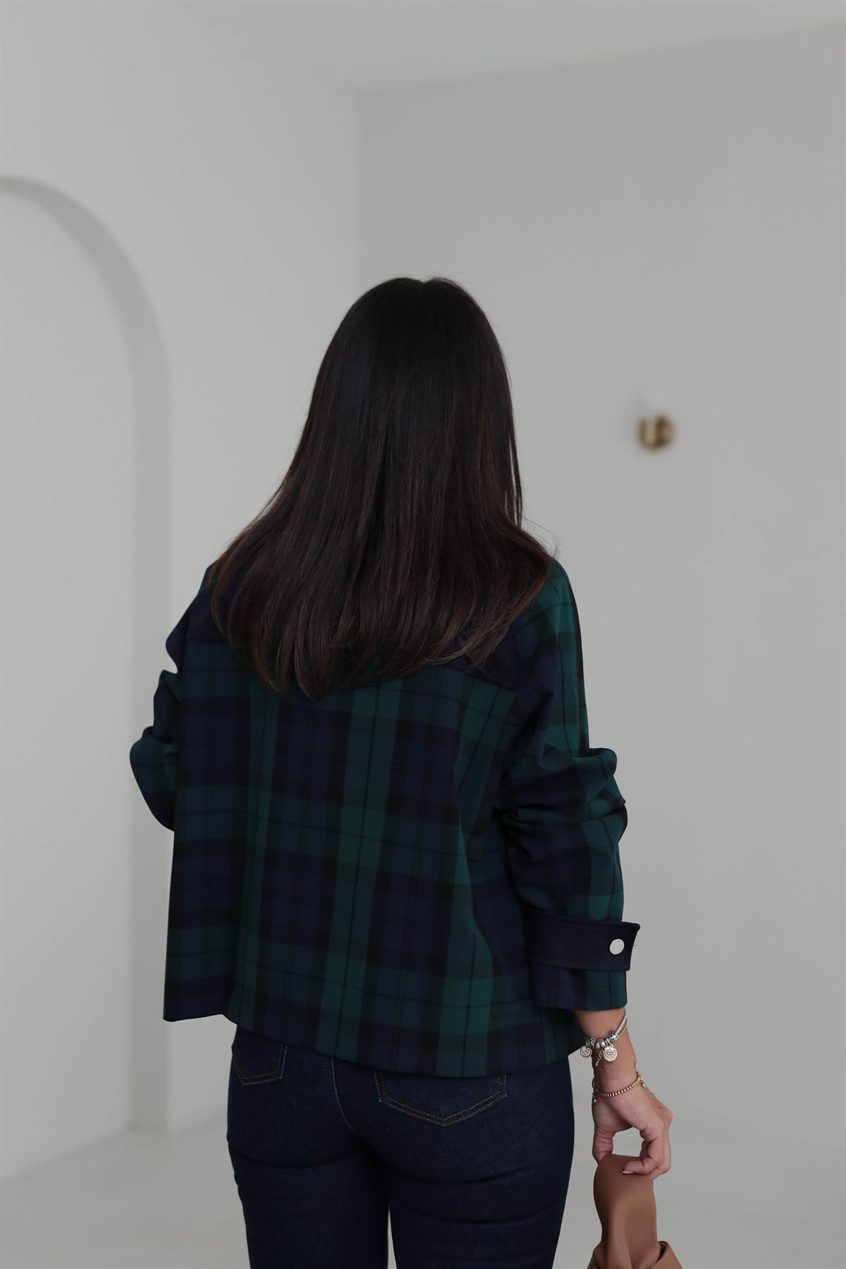 2065 Kadife Yaka Ekose Ceket EKOSE