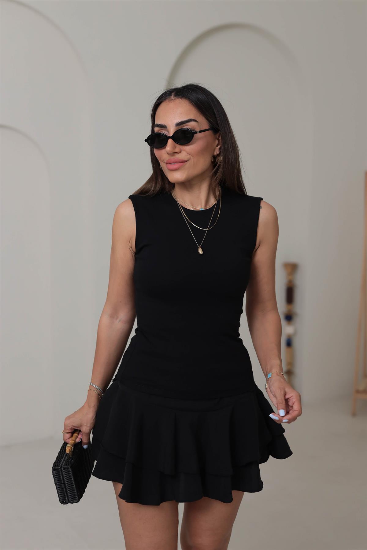 6776 Sıfır Kol Pamuklu Atlet SİYAH