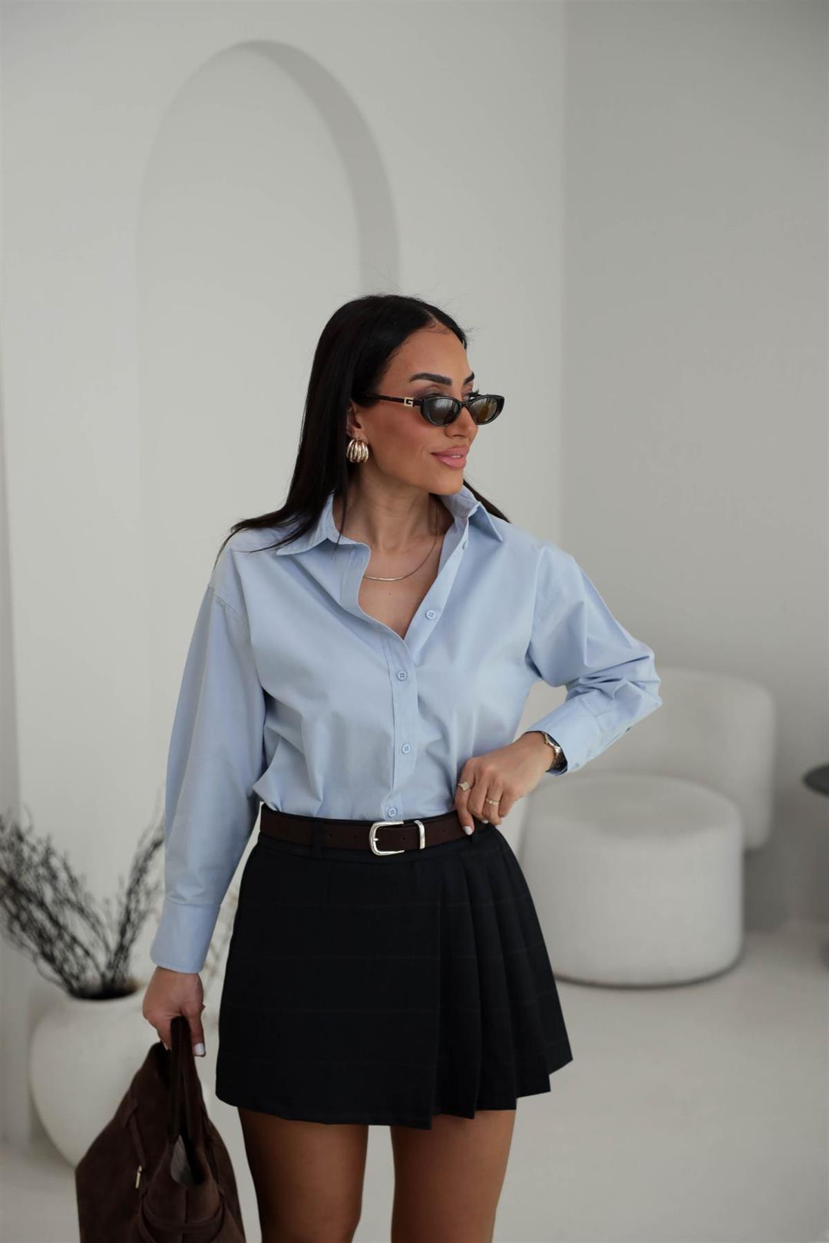 4094 Pamuklu Basic Karol Gömlek BEBE MAVİ