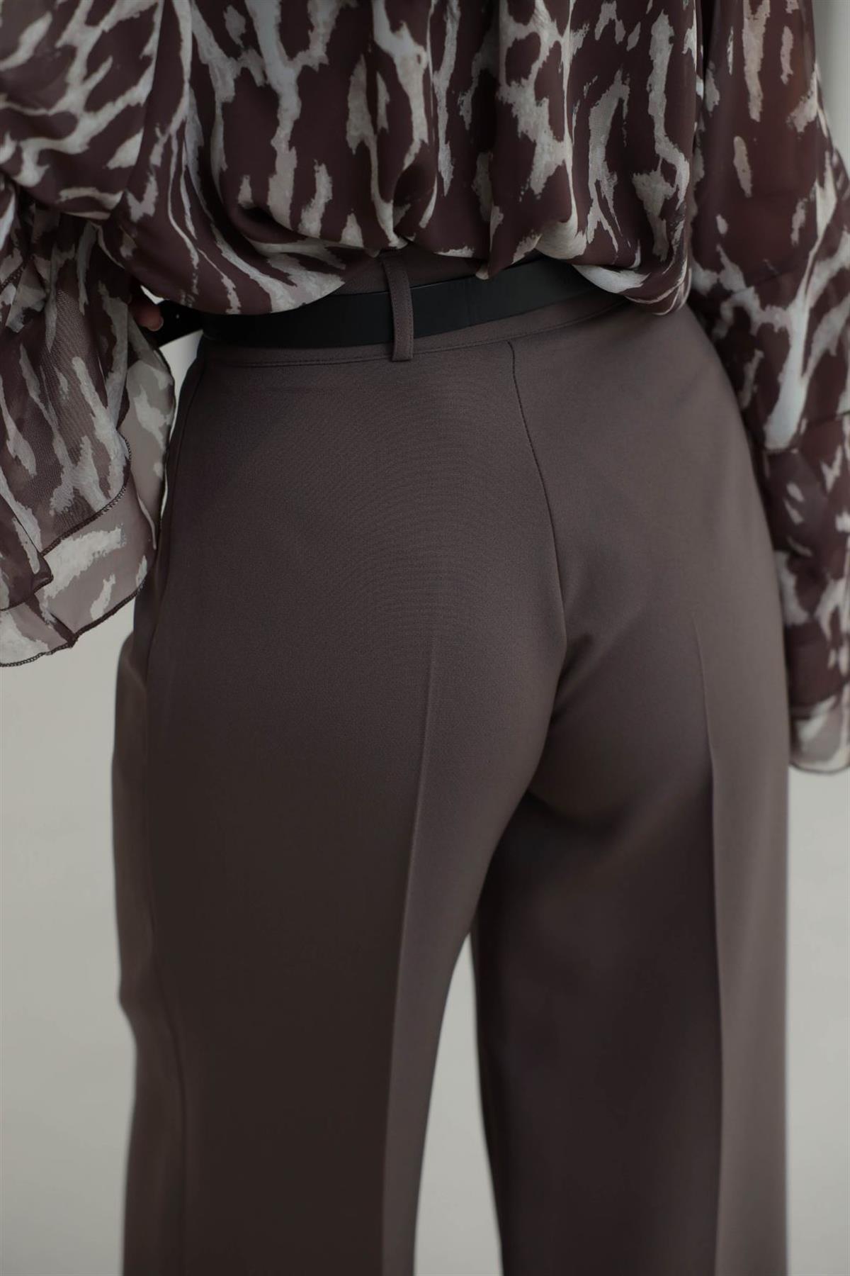 1266 Kemerli Palazzo Pantolon KAHVE