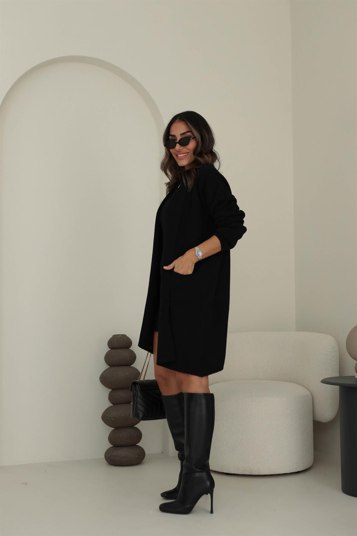 5131Y Hırka Elbise İkili Triko Takım SİYAH