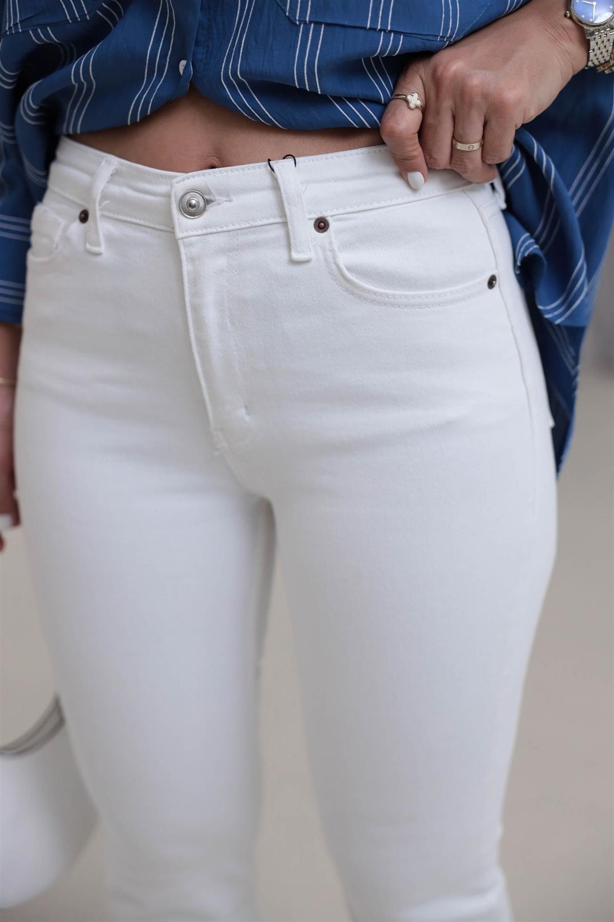 ZA Likralı İspanyol Paça Pantolon BEYAZ