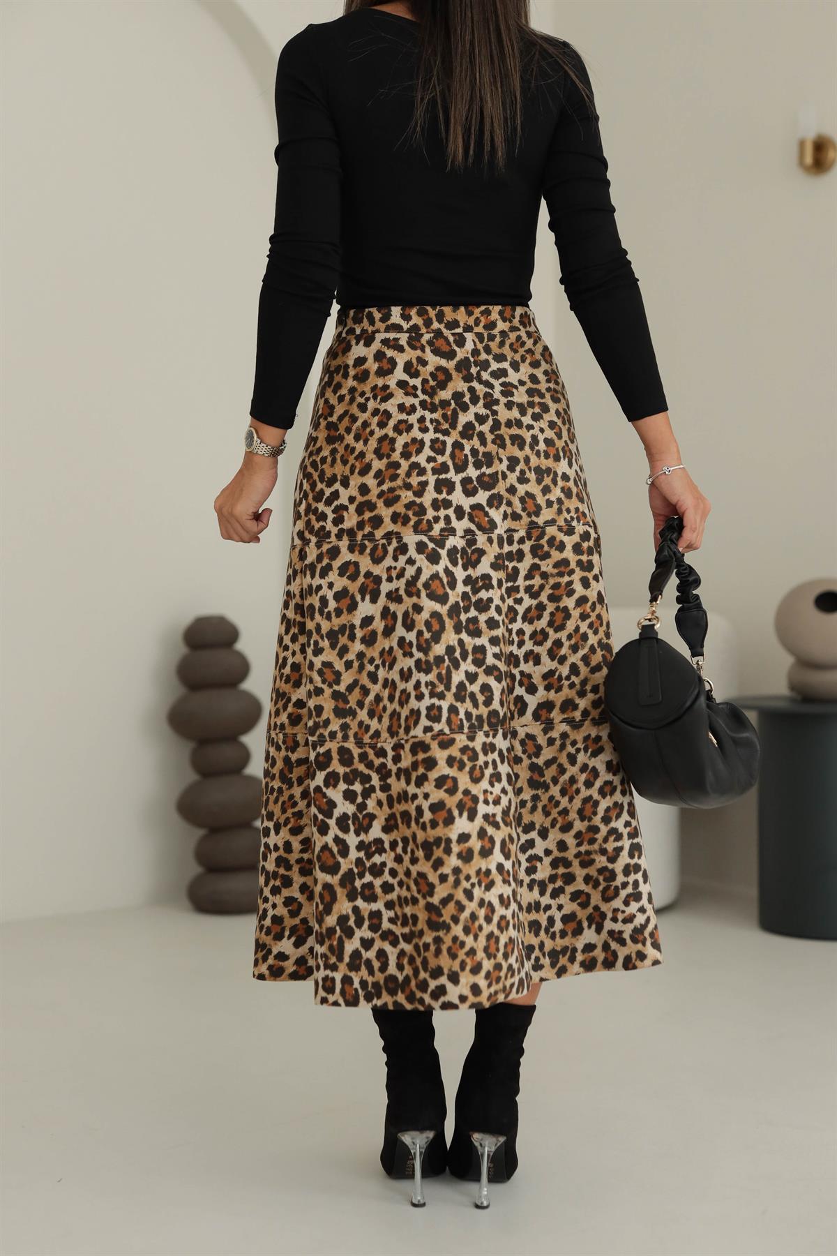 6609 Leopar Desen Nubuk Etek