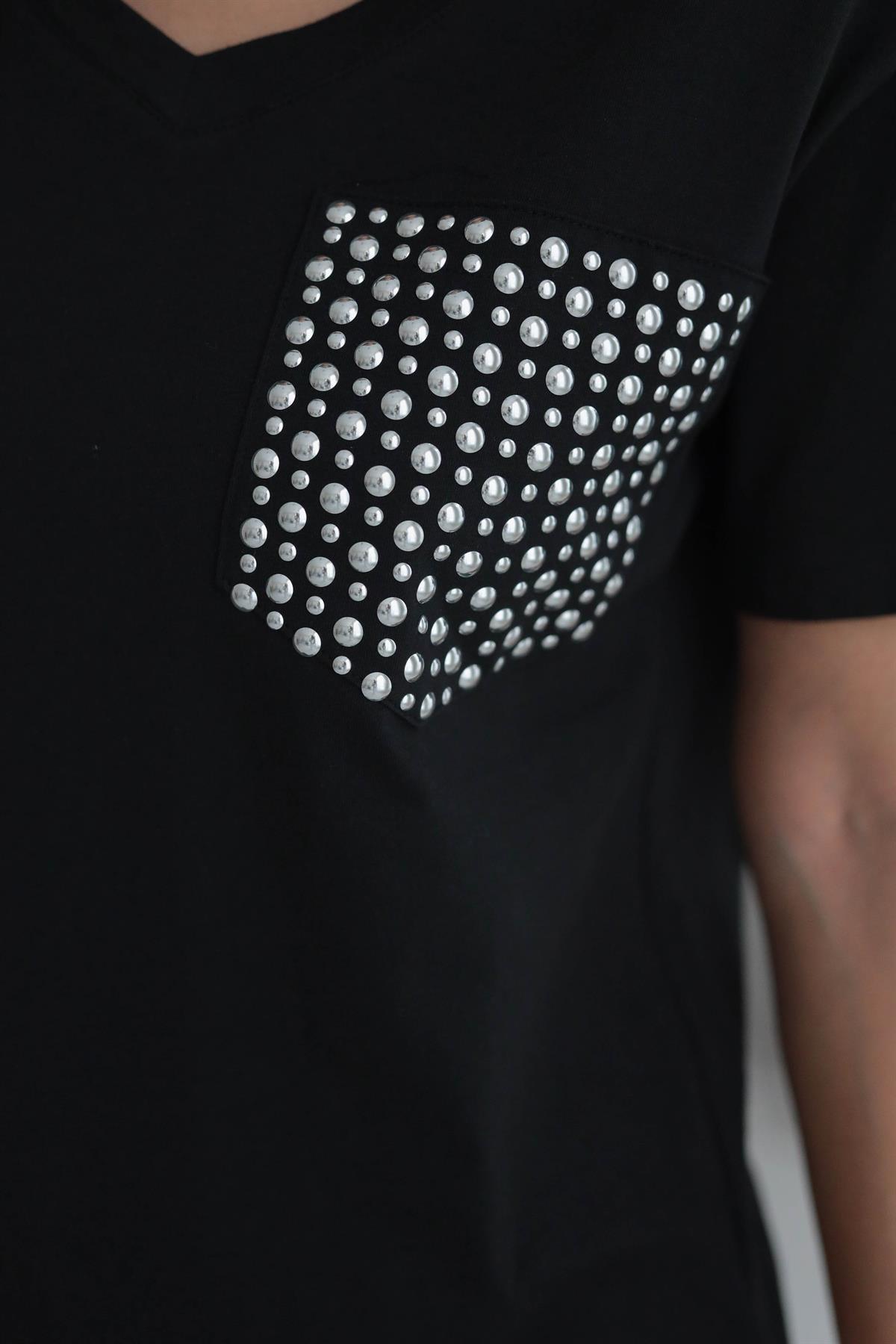 5341 Cep Drop Detaylı V Yaka Tshirt