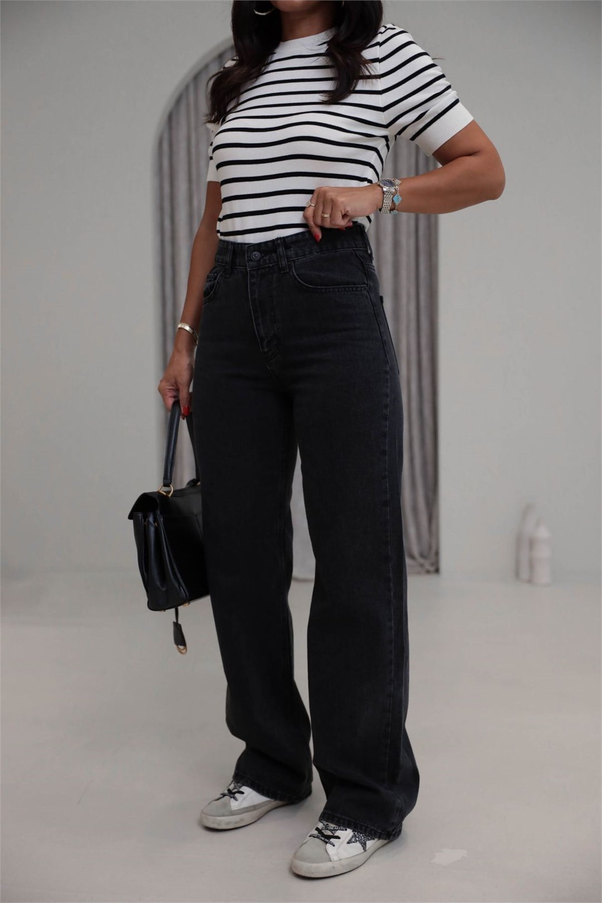 2411 Düz Paça Yüksek Bel Straight Jean ANTRASİT