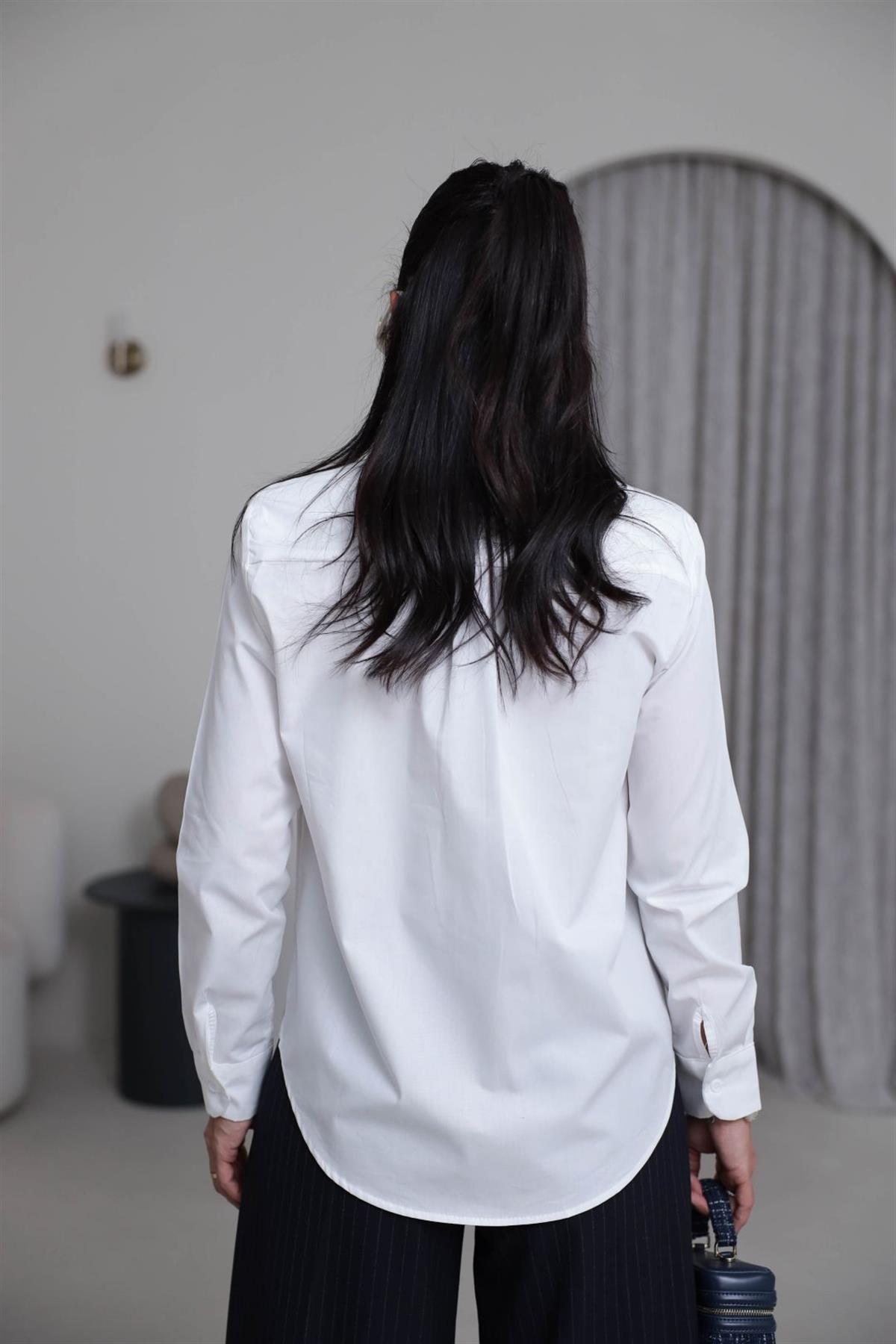 7100 Vatkalı Poplin Gömlek EKRU