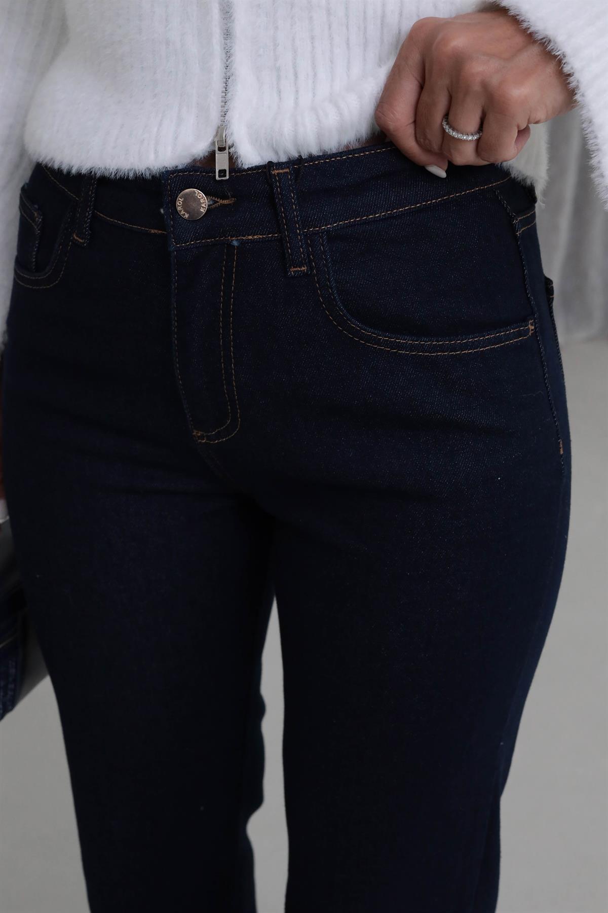 D835 Yüksek Bel Likralı Wide Leg Jean LACİVERT