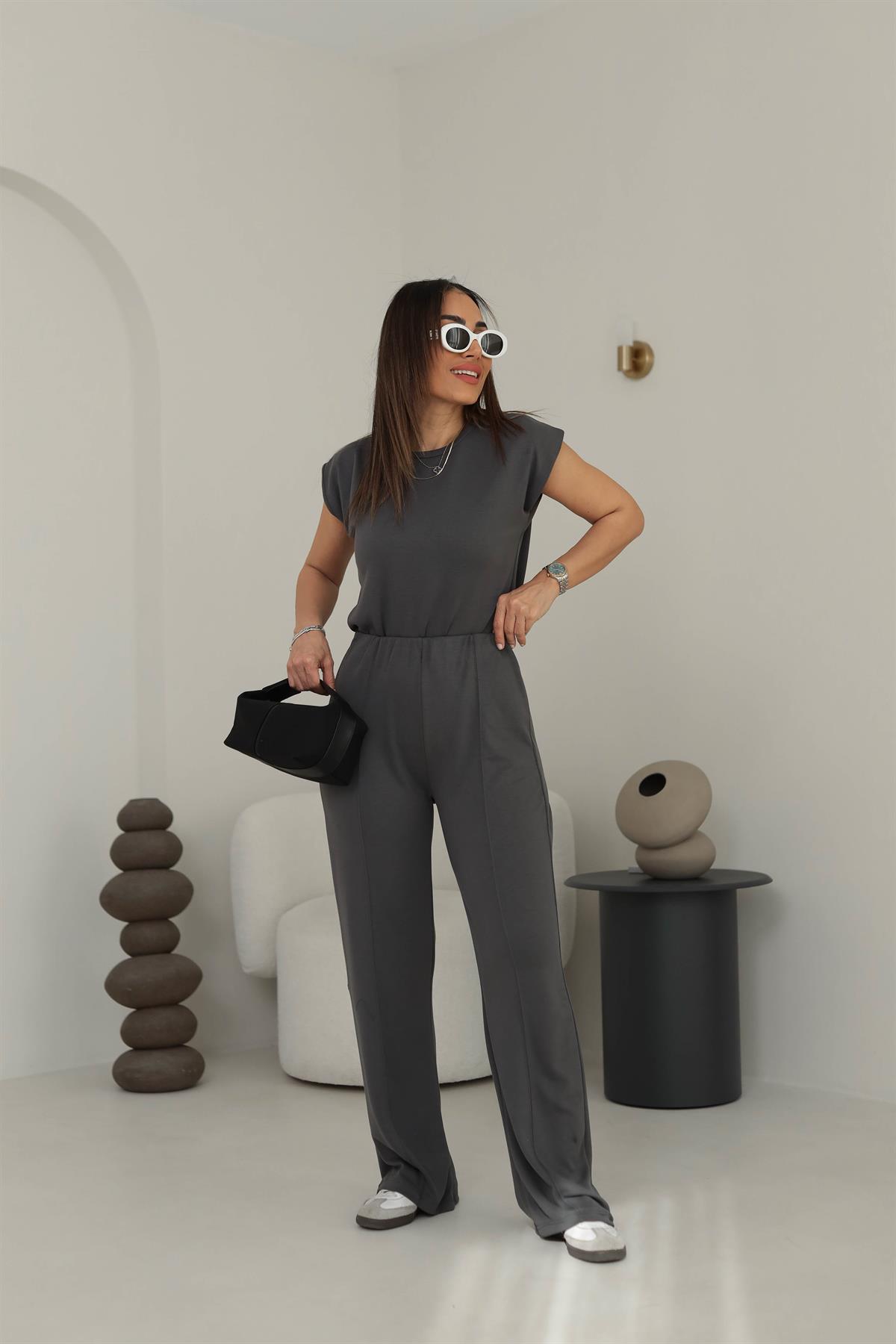 1328 Modal Kumaş Kolsuz Rahat Takım ANTRASİT