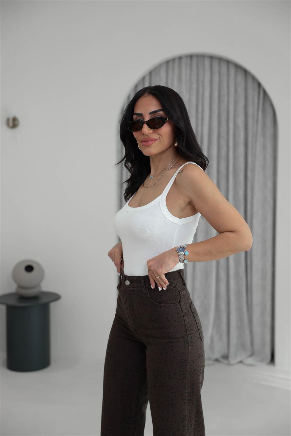 1277 Kalın Askılı Modal Bodysuit EKRU