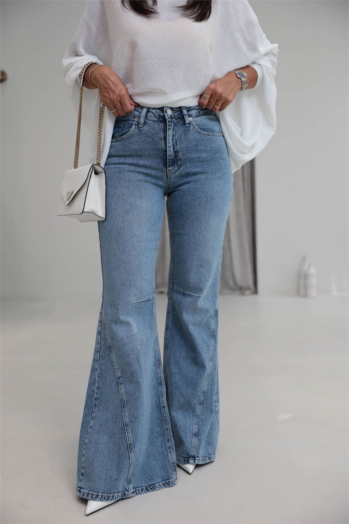 1057 Wide Leg Jean Pantolon MAVİ