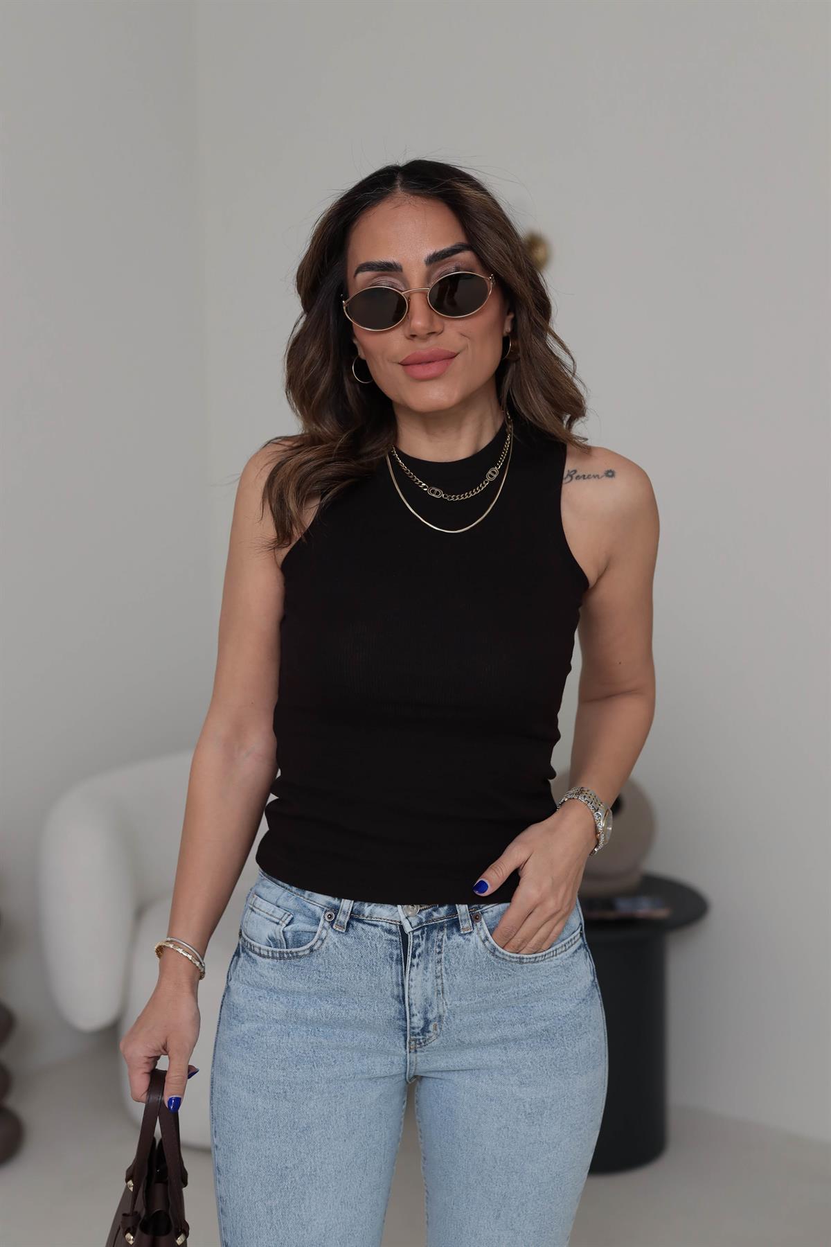 1125 Halter Yaka Pamuklu Atlet KAHVE