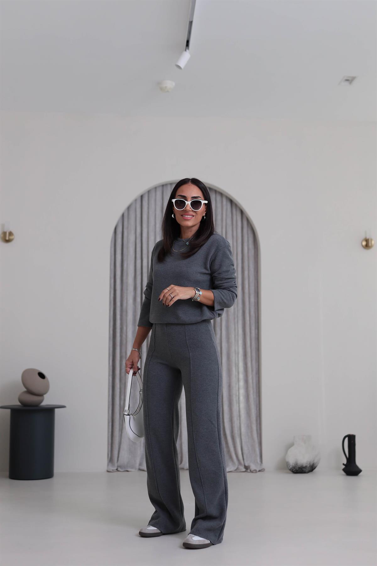 8432 Bisiklet Yaka Selanik Kumaş Takım ANTRASİT