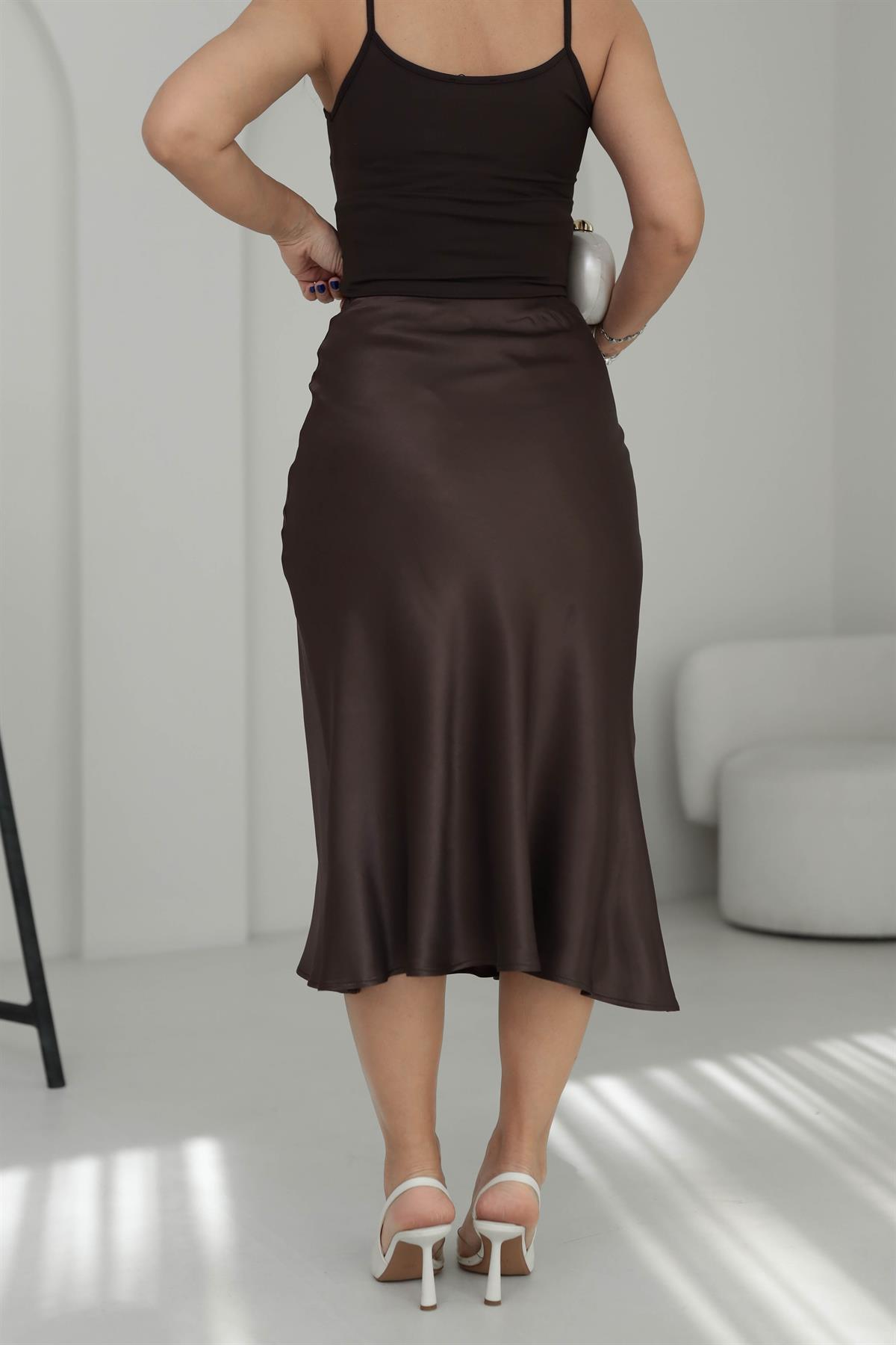 7000 Saten Verev Etek KAHVE