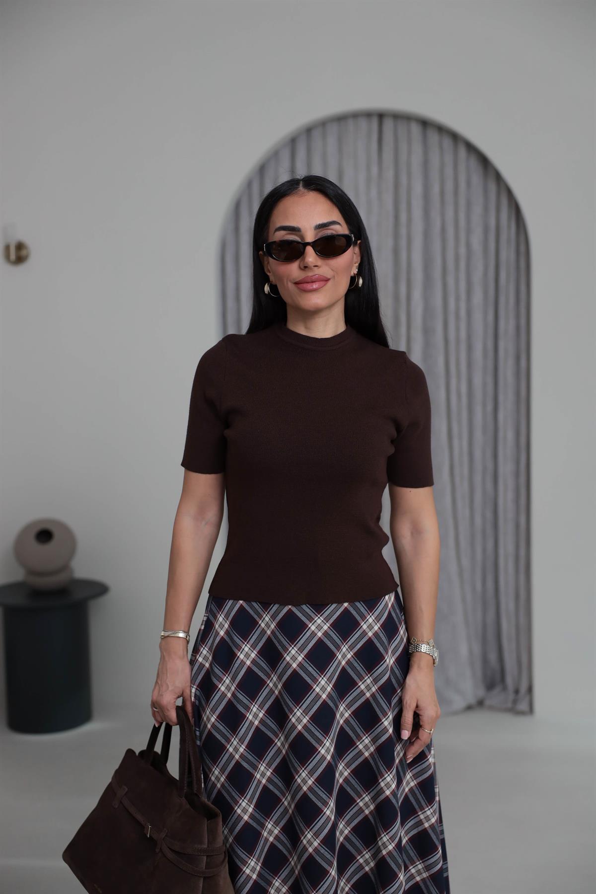 2101 Massi Korsman Triko Bluz KAHVE