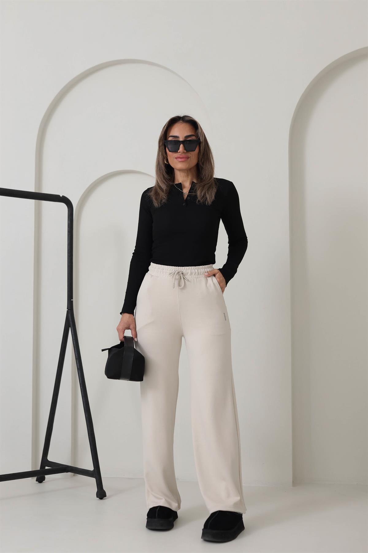 075 Modal OYS Bol Paça Eşofman Altı BEJ