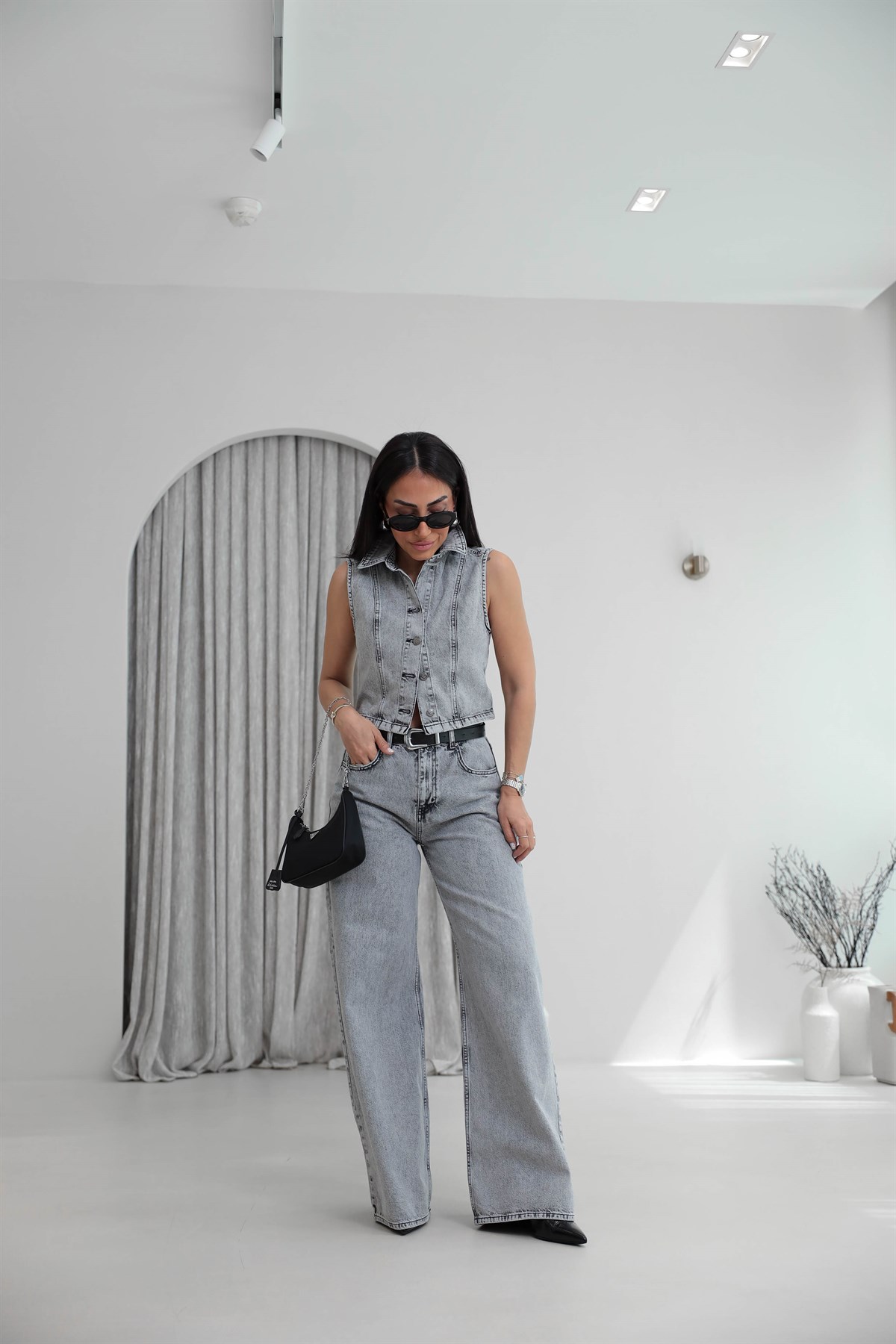 8229 Liyosel Pamuklu Denim Takım AÇIK GRİ