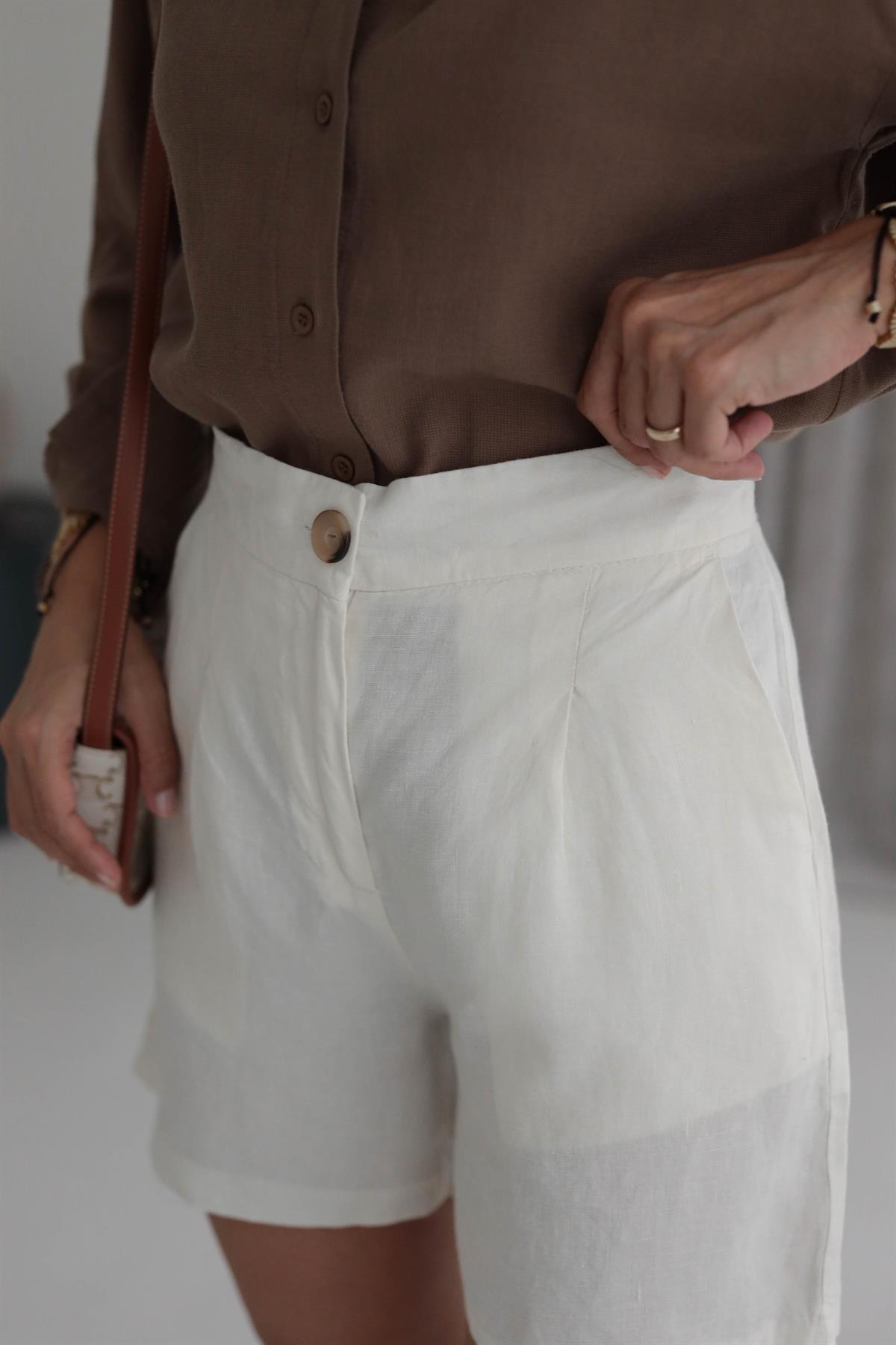 6211 Ham Keten Şort