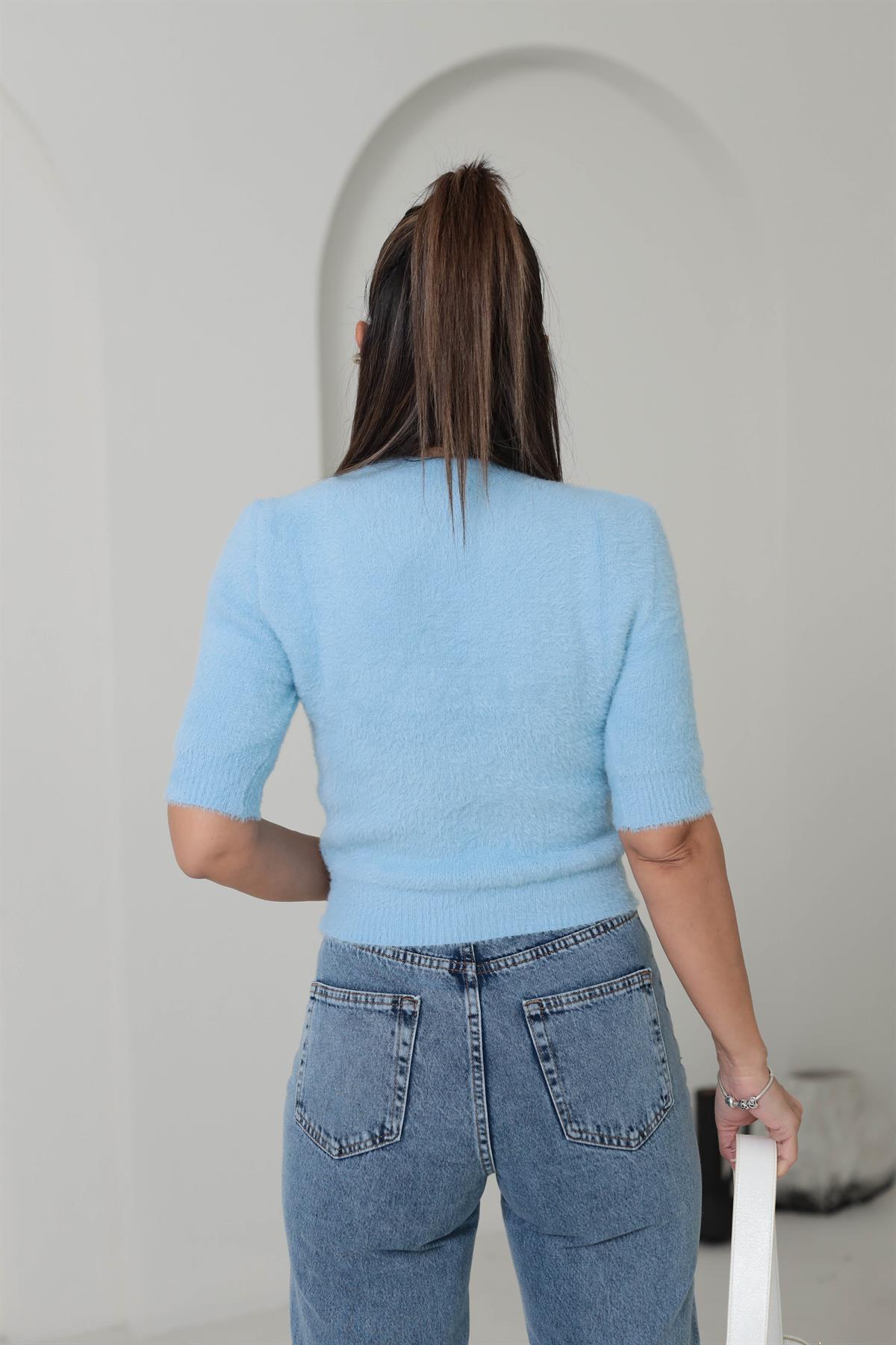 4231 Kısa Kol Yumuşak Dokulu Kazak BEBE MAVİ