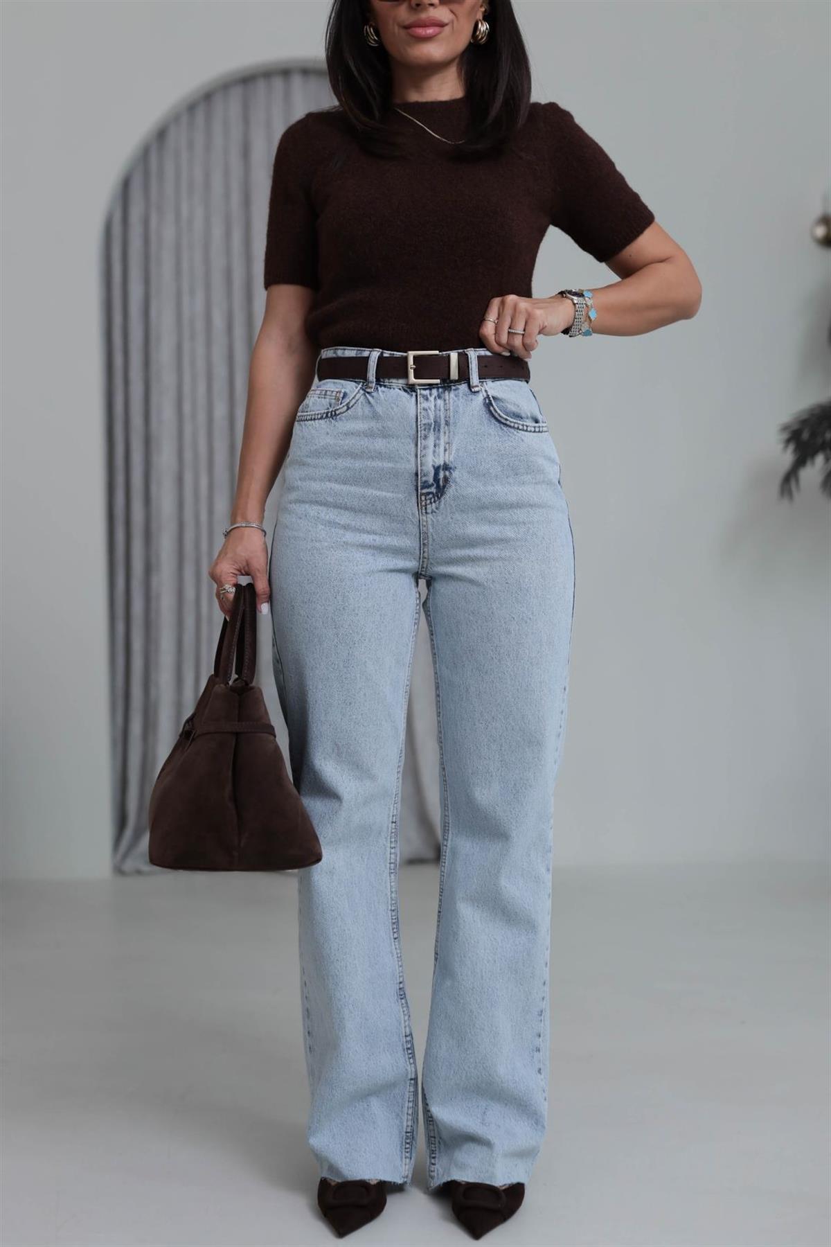 1077 Paça Kesikli Palazzo Jean BUZ MAVİ