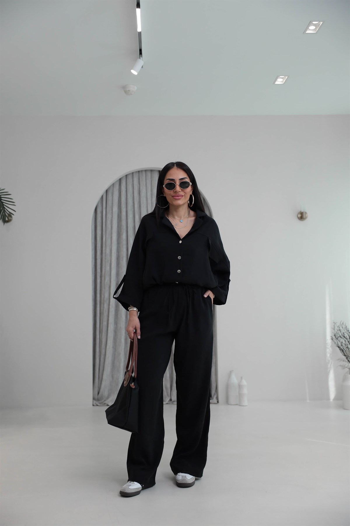 7121 Gold Düğmeli Tencel Kumaş Takım SİYAH