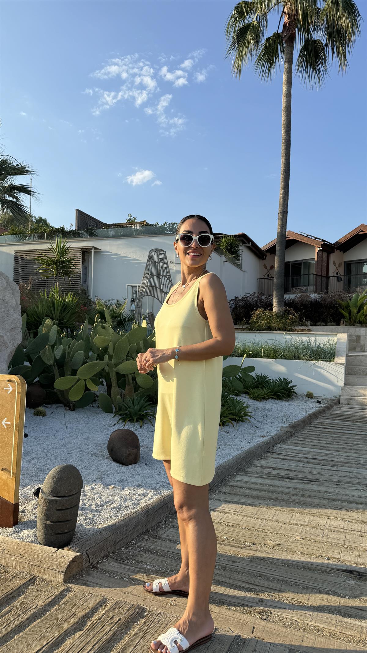 6508 Askılı Modal Elbise SARI