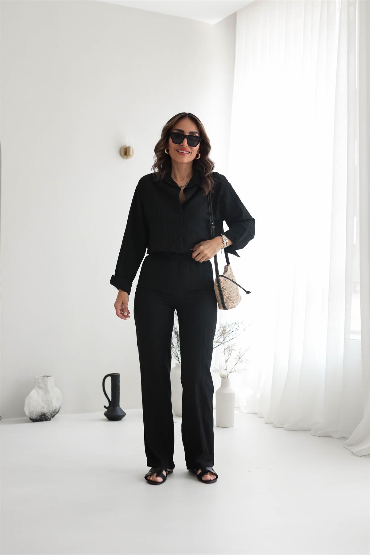 0042 Gömlek & Pantolon Gofre Takım