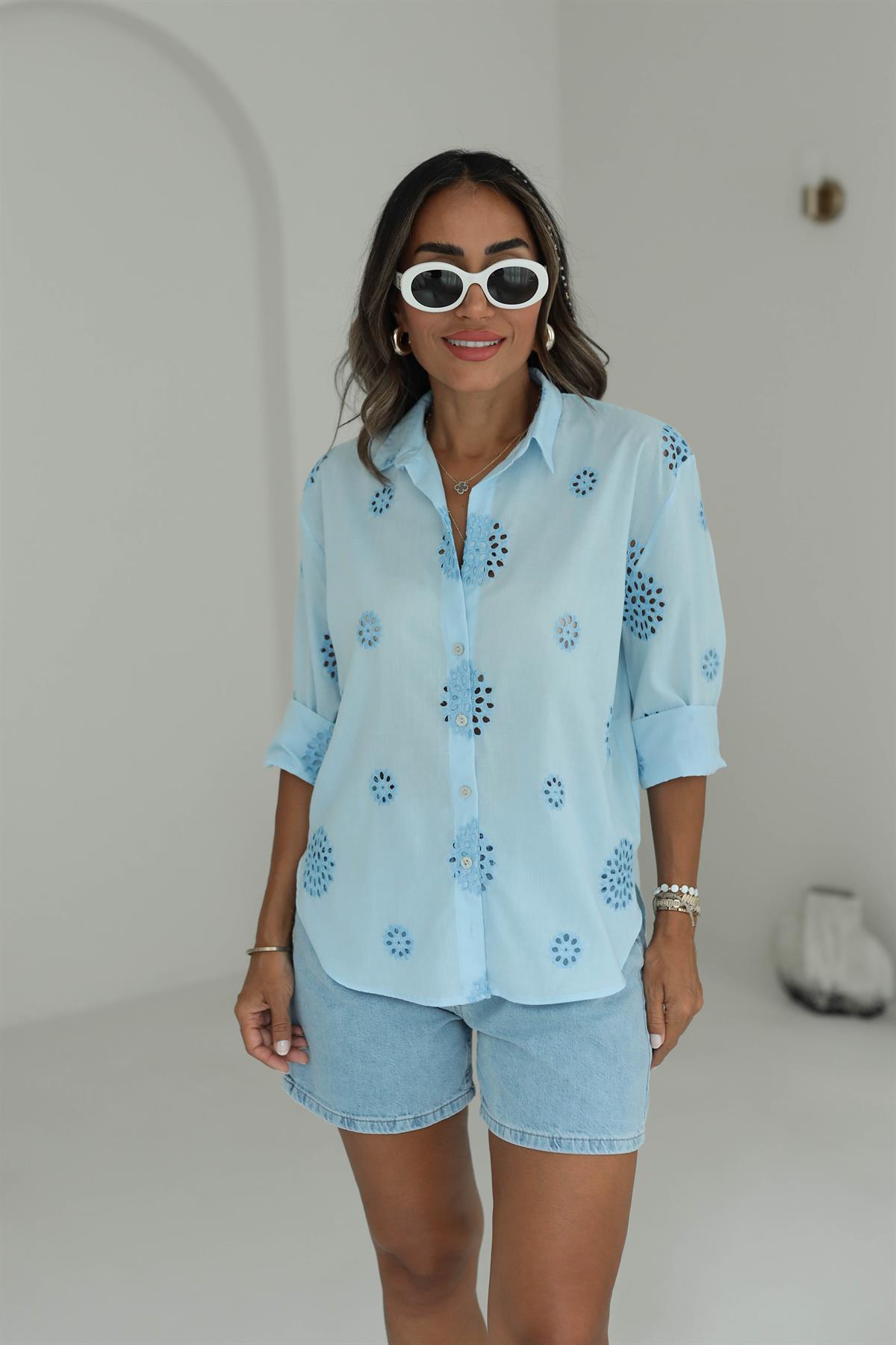 6301 Fisto Çiçekli Gömlek