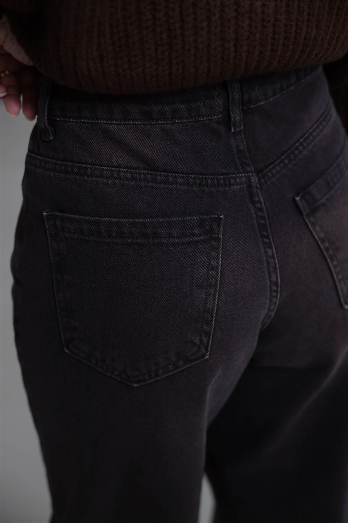 703 Paça Çift Pensli Boyfriend Jean YIKAMALI KAHVE