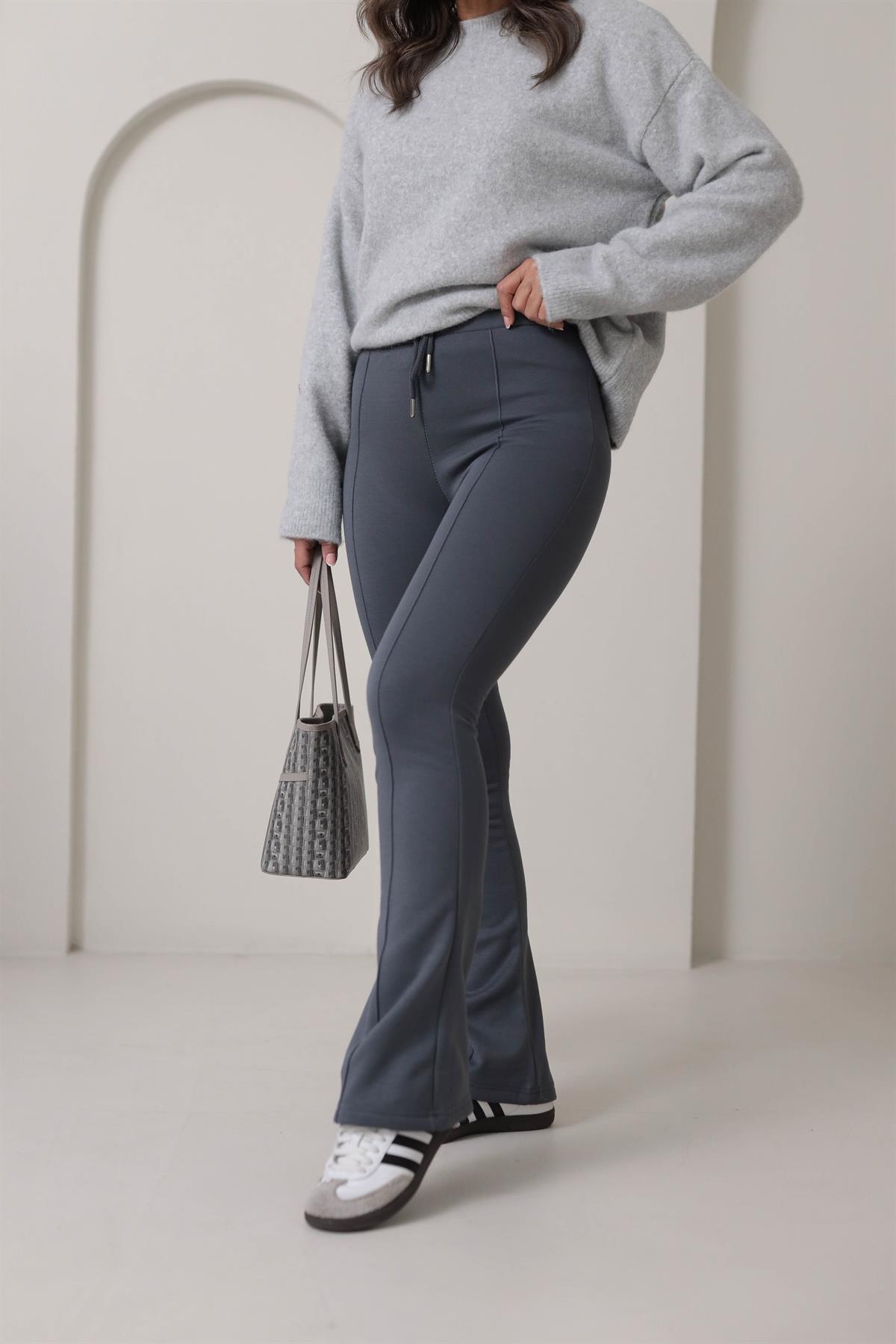 Za Ön Dikiş Detay İspanyol Paça Pantolon GRİ