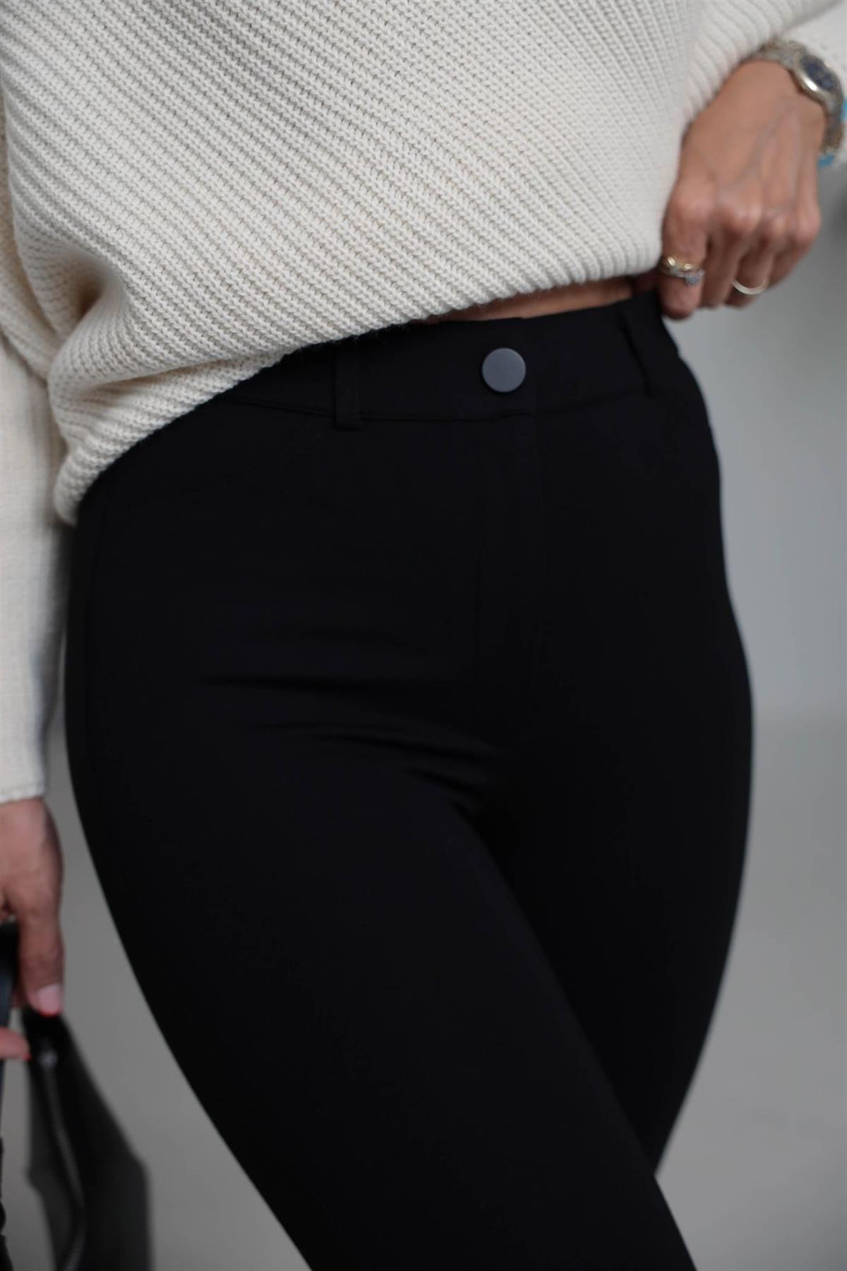 Yüksek Bel Likralı Tayt Pantolon SİYAH