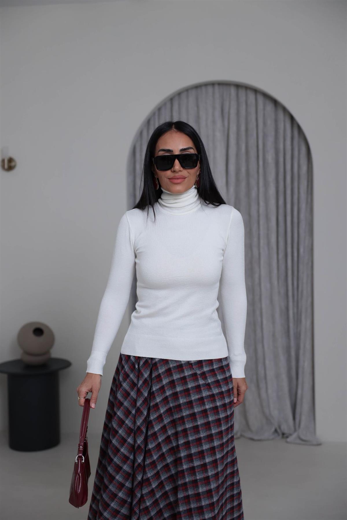 013 Balıkçı Yaka Triko Kazak EKRU