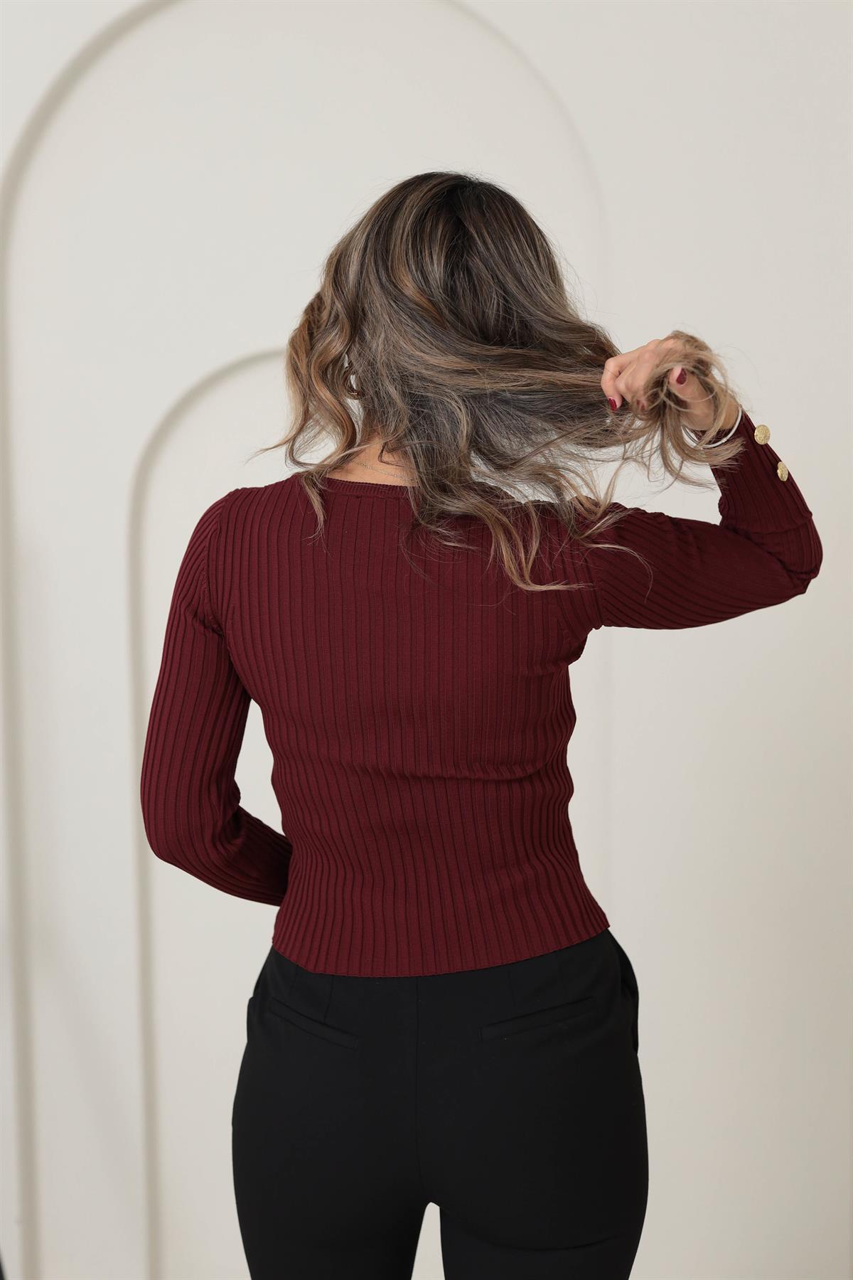 0589 Bisiklet Yaka Kol Düğmeli Kazak