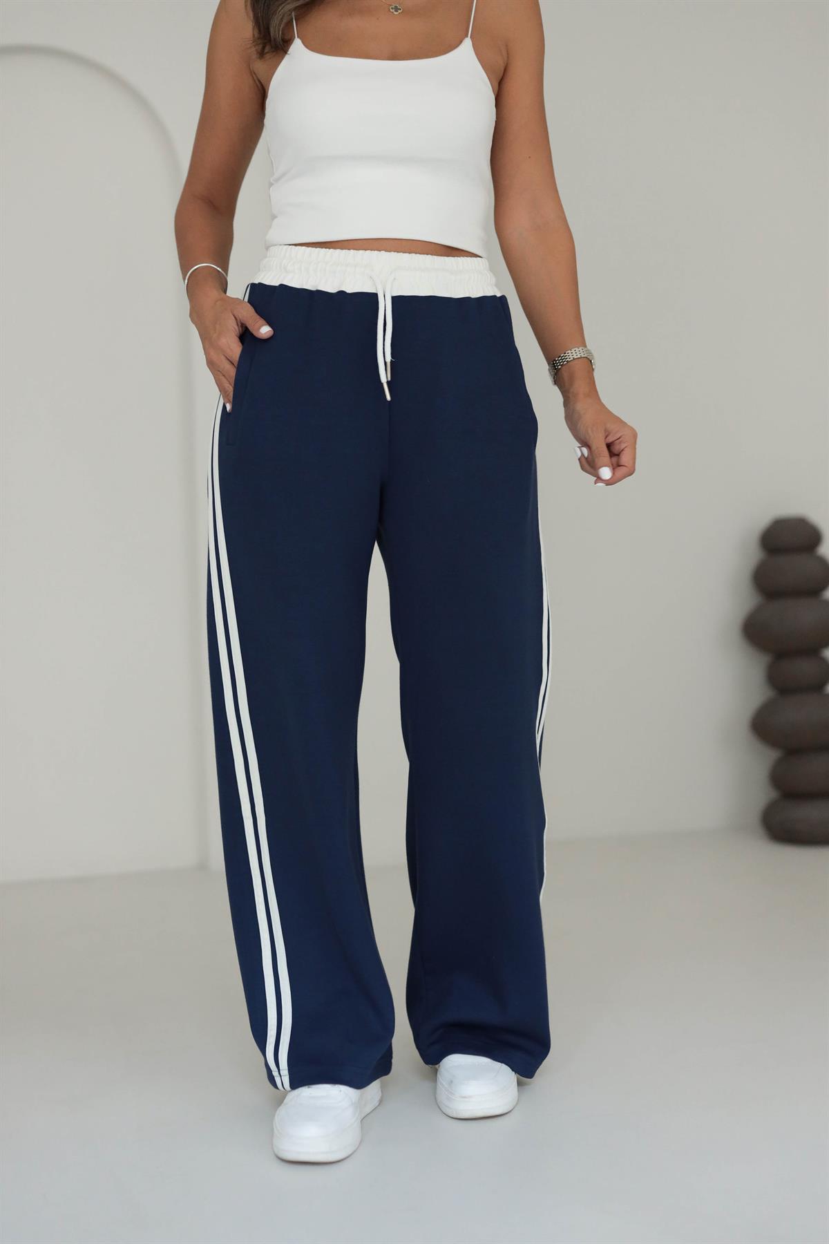 Yanları Şeritli Modal Pantolon LACİVERT