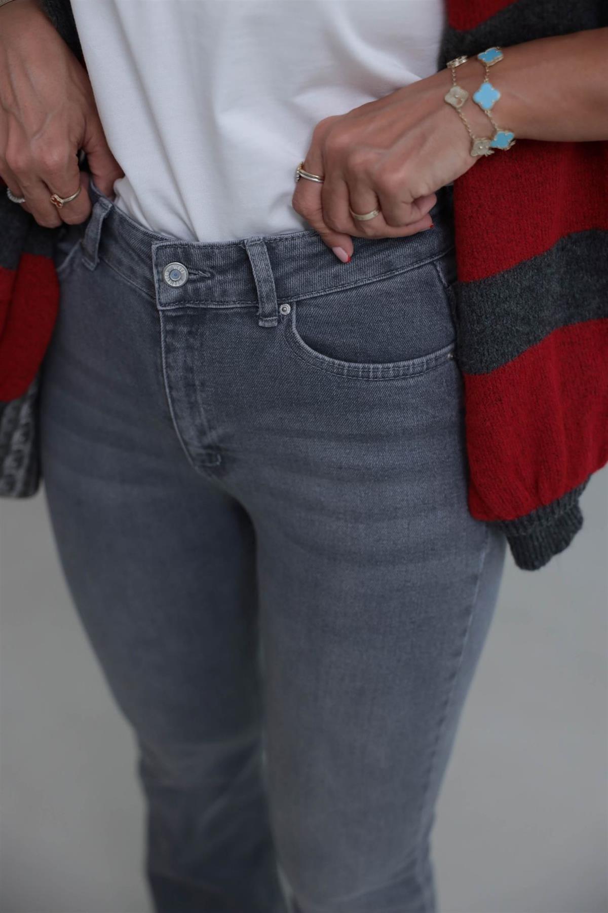 2023 Likralı İspanyol Paça Jean AÇIK GRİ