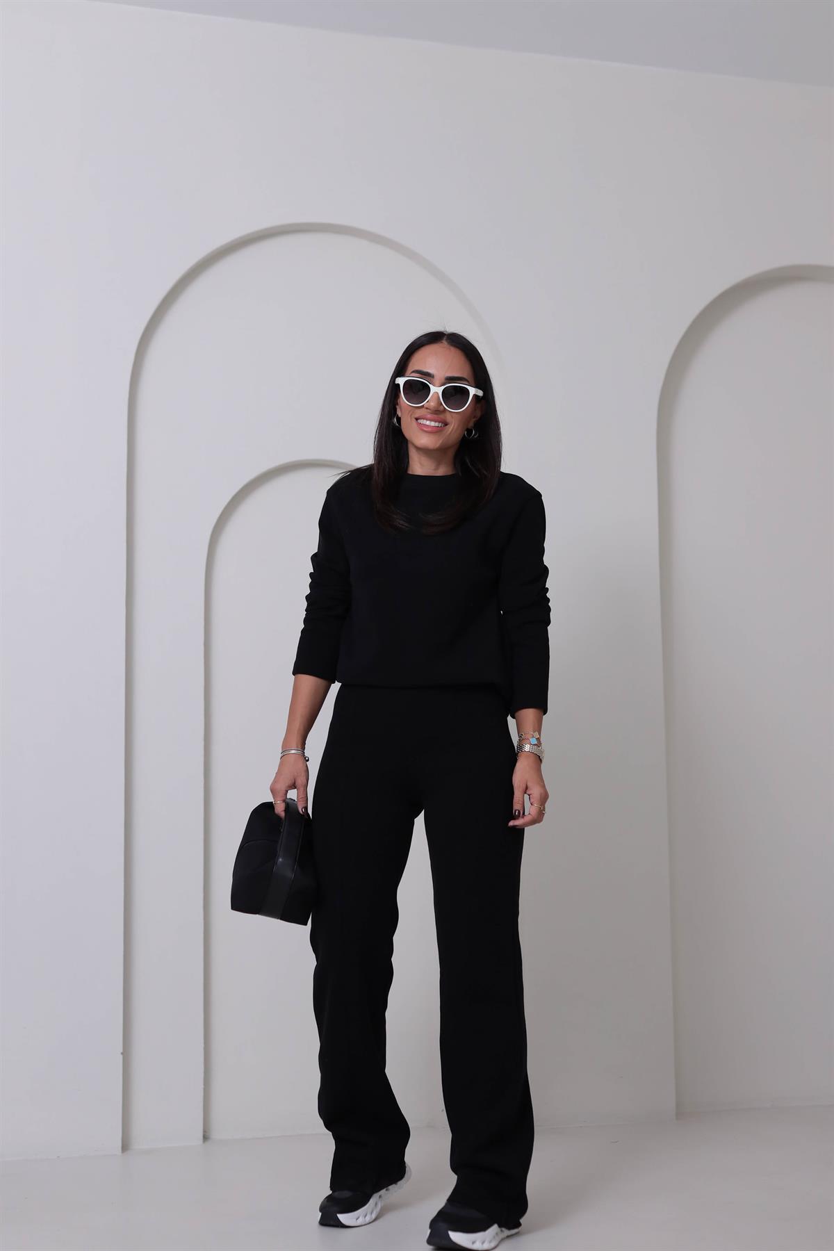 8432 Bisiklet Yaka Selanik Kumaş Takım SİYAH