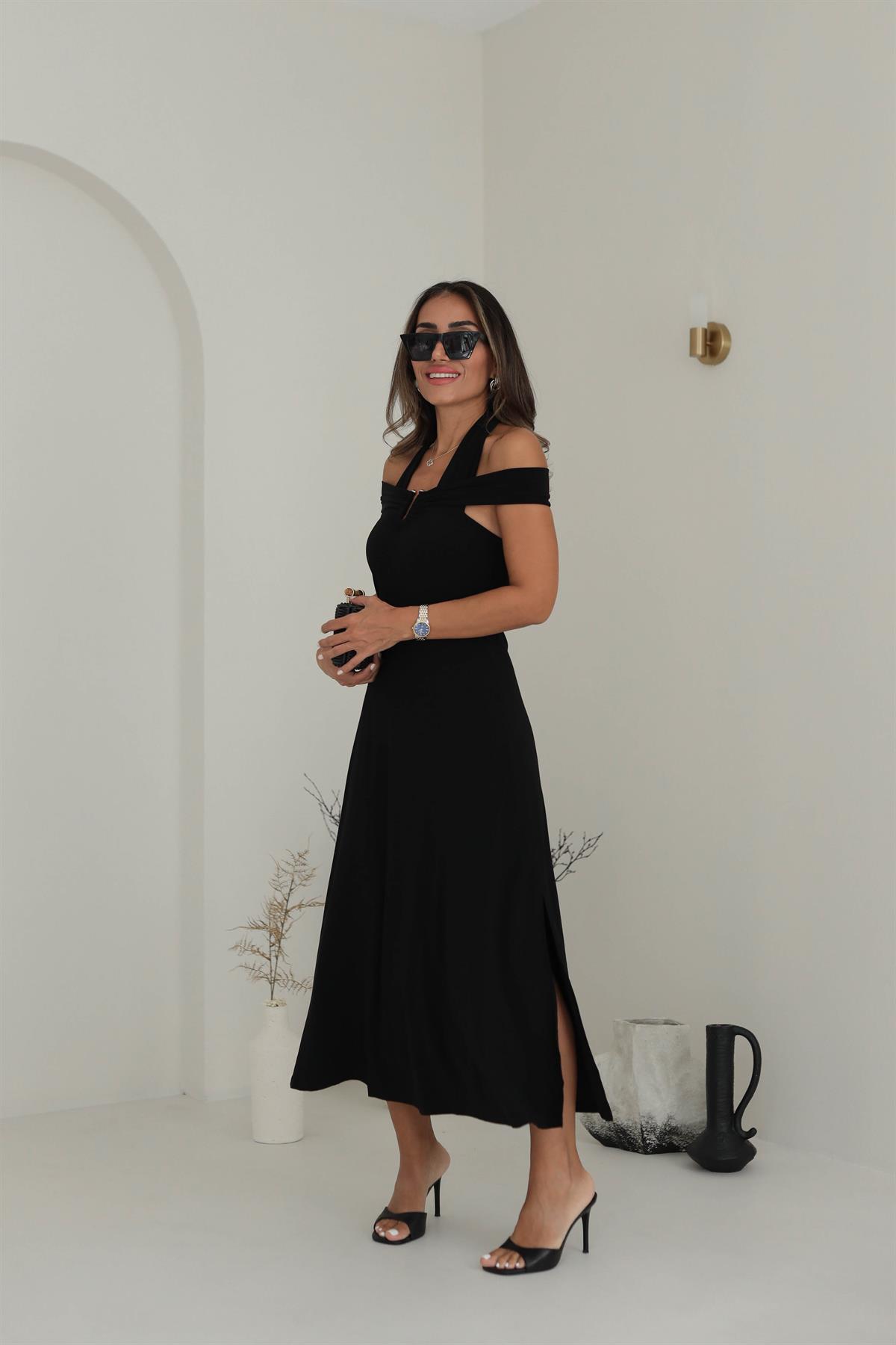 1084 Tokalı Bantlı Sandy Elbise