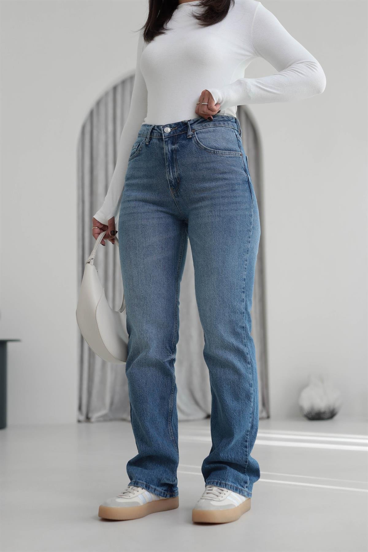 Za Likralı Straight Fit Jean AÇIK MAVİ