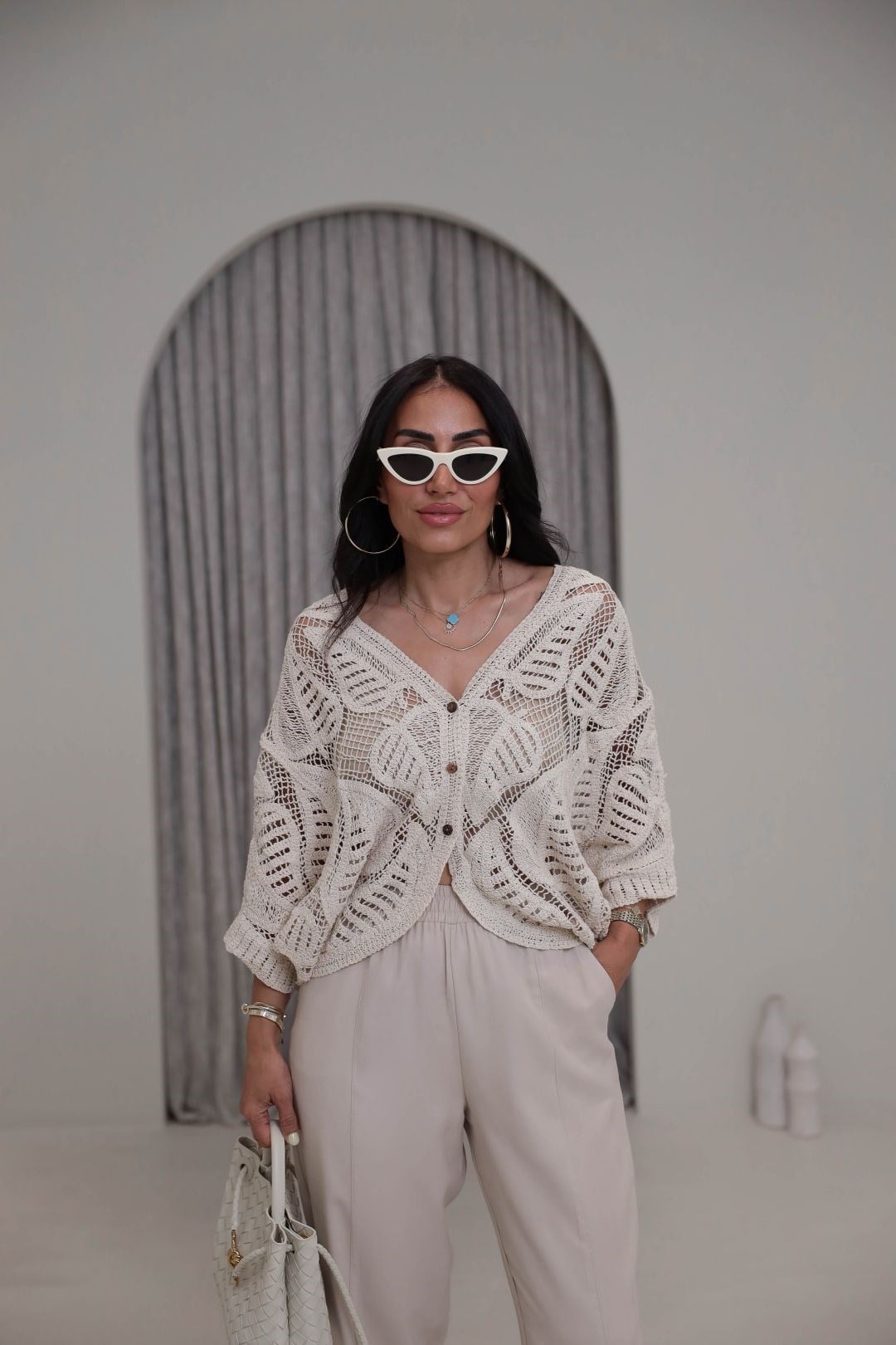 9798 İthal Ajurlu Kimono NATURAL