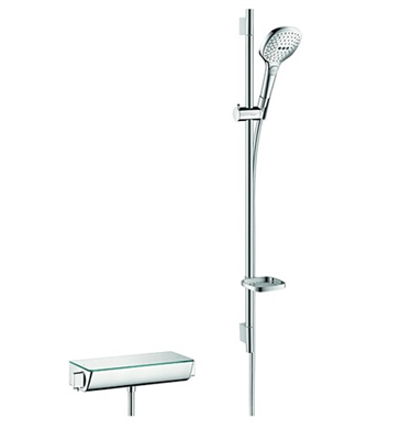 Raindance Select E Aplike duş sistemi 120, Ecostat Select termostat ve 90 cm duş barı ileHG27039000