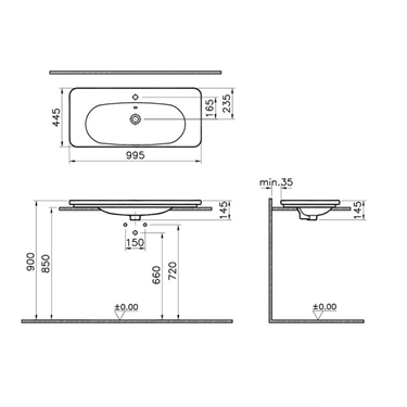 Vitra Nest Trendy 3 Delikli Tezgah Lavabo Beyaz 100cm | Satın Al ...