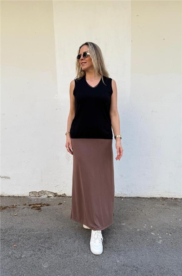 V Yaka Simli Sıfır Kol Triko