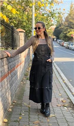 Çıtçıtları Çıkarılabilir Denim Salopet
