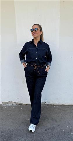 Deri Kemerli Kot Pantolon